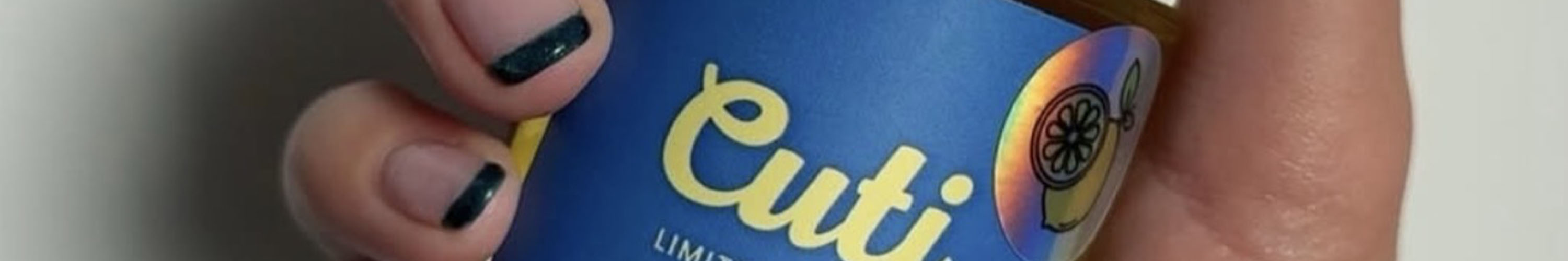 Alt Tag: Cuti organic vegan refillable nail care product bottle held in hand, New Zealand native botanicals, made in Christchurch