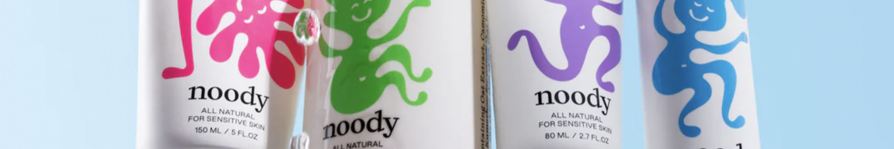 Alt Tag: Noody kids skincare tubes with colorful kiwi design, gentle plant-based formulas for sensitive skin, New Zealand brand