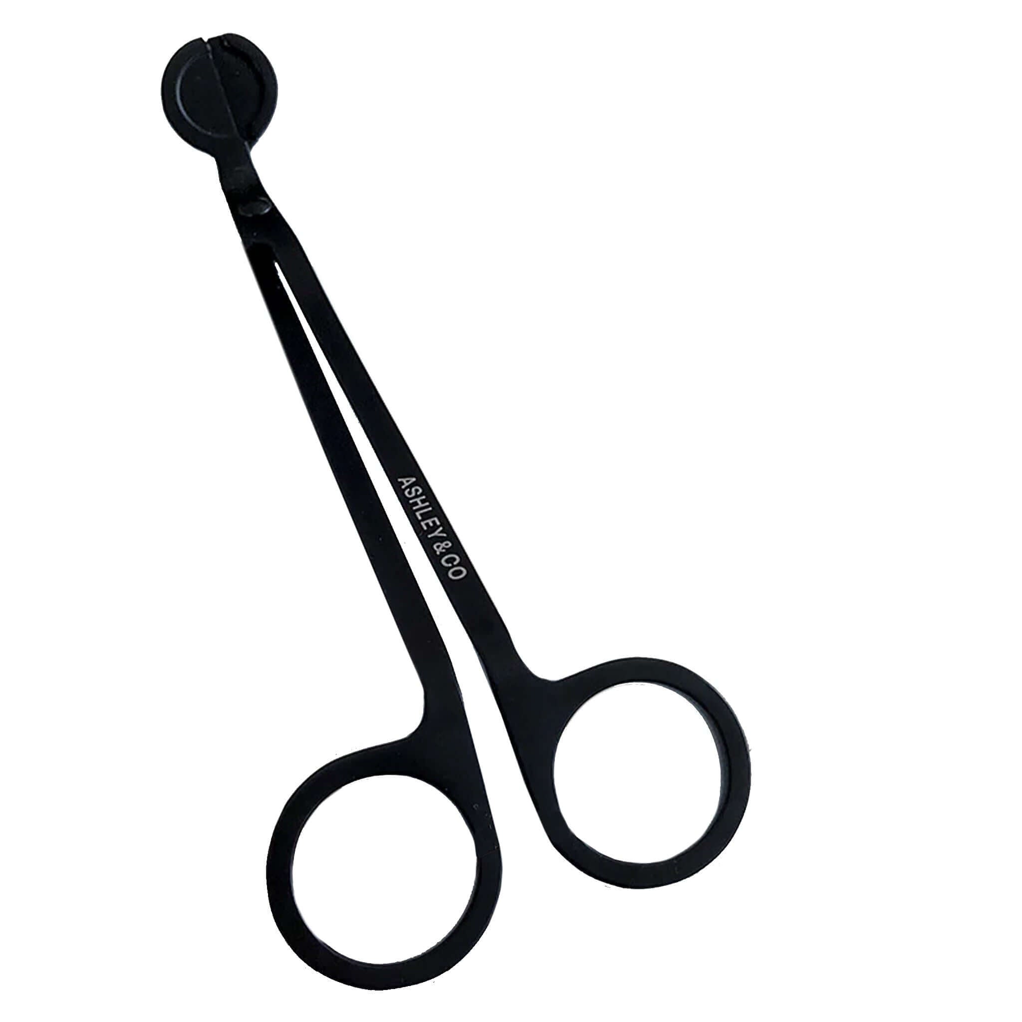 Alt Tag: Ashley & Co Snippy Wick Trimmer matte black metal candle wick trimmer scissors 17.5cm for clean even burn