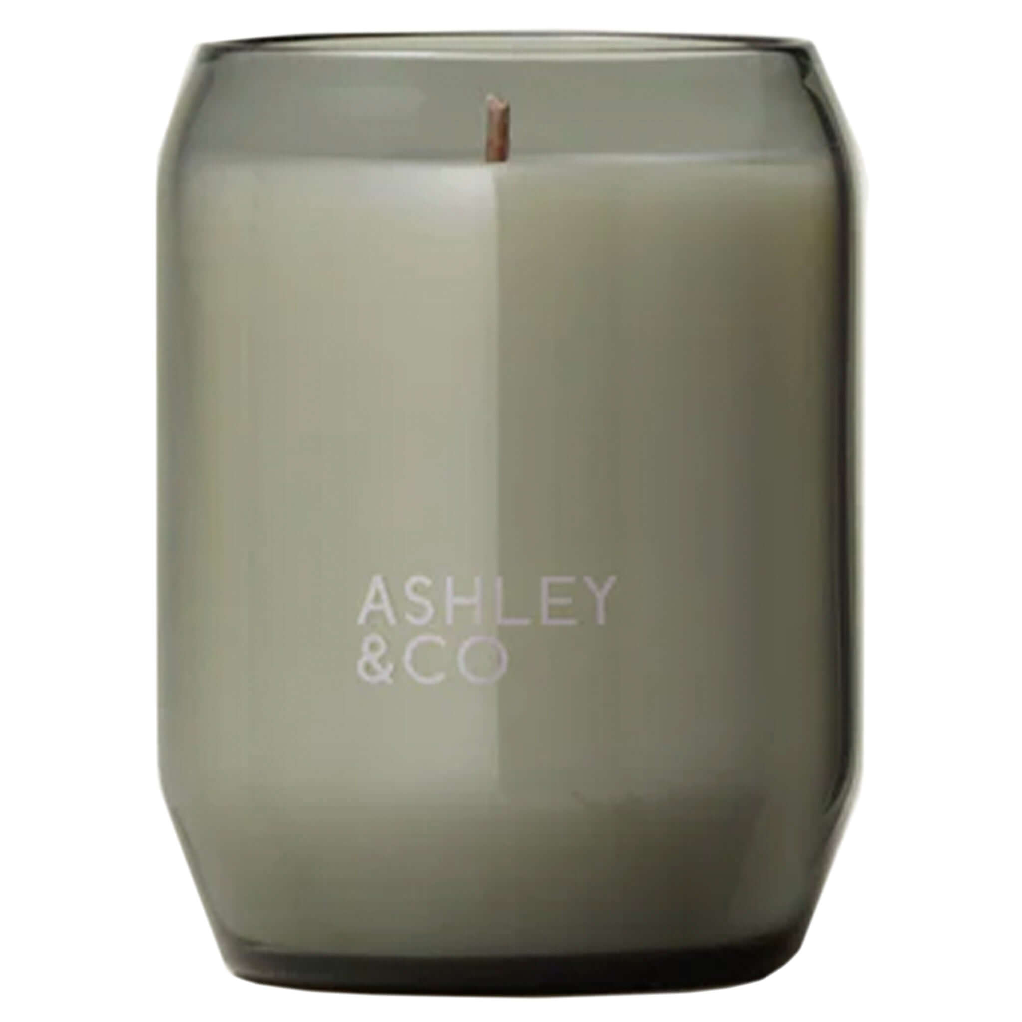 Alt Tag: Ashley & Co Waxed Perfume Candle - Bonberry hand-poured natural wax candle in smoked glass jar, 50-hour burn time