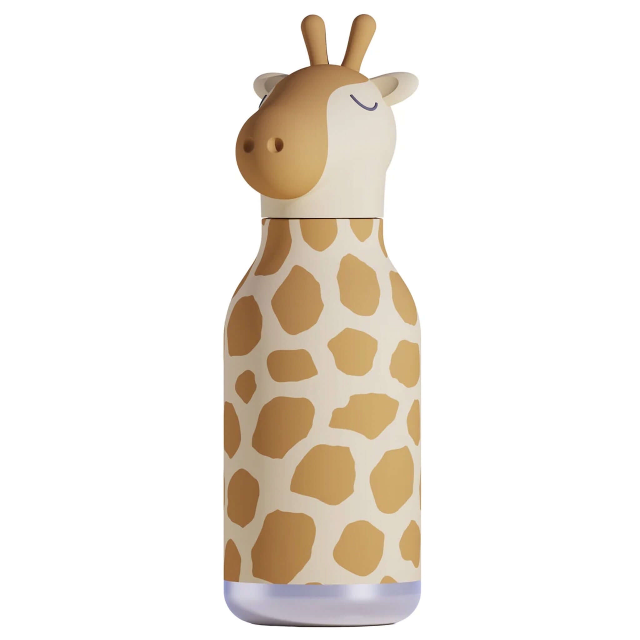 Giraffe-shaped water bottle on a white background