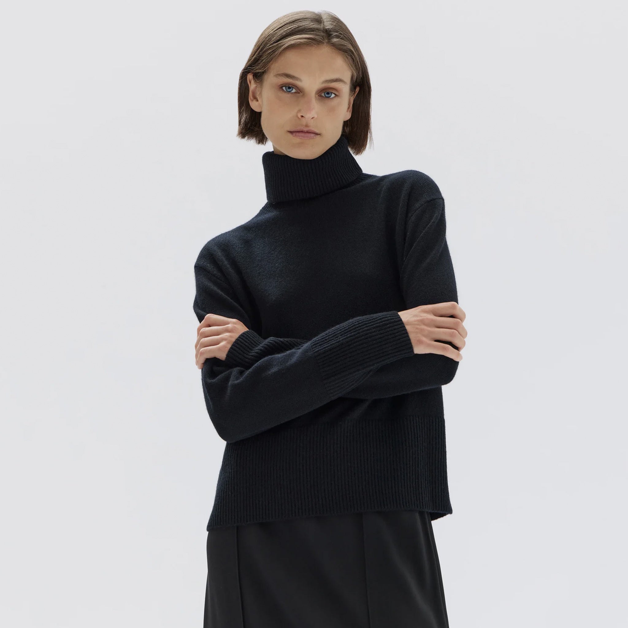 Assembly Label Leanna Wool Cashmere Roll Neck Knit - Black
