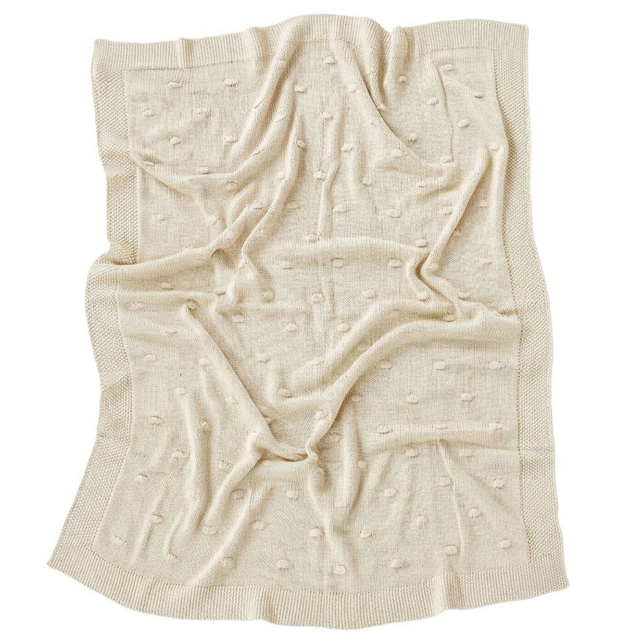 Baby Cotton Marshmallow Blanket - Natural in soft ivory with bobble texture, perfect for babies.