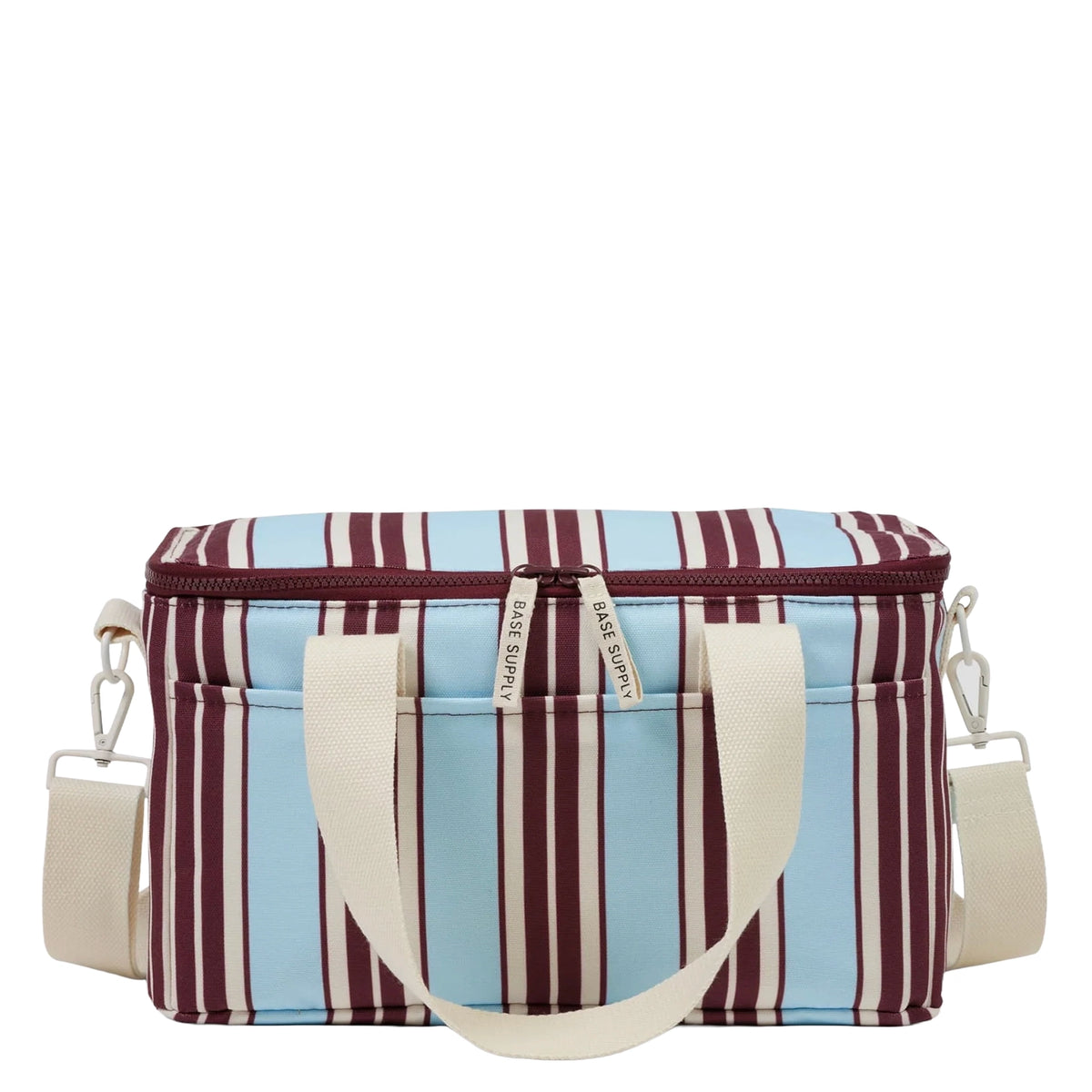 Base Midi Cooler Bag - Mulberry Stripe, water-resistant insulated cooler tote with crossbody strap