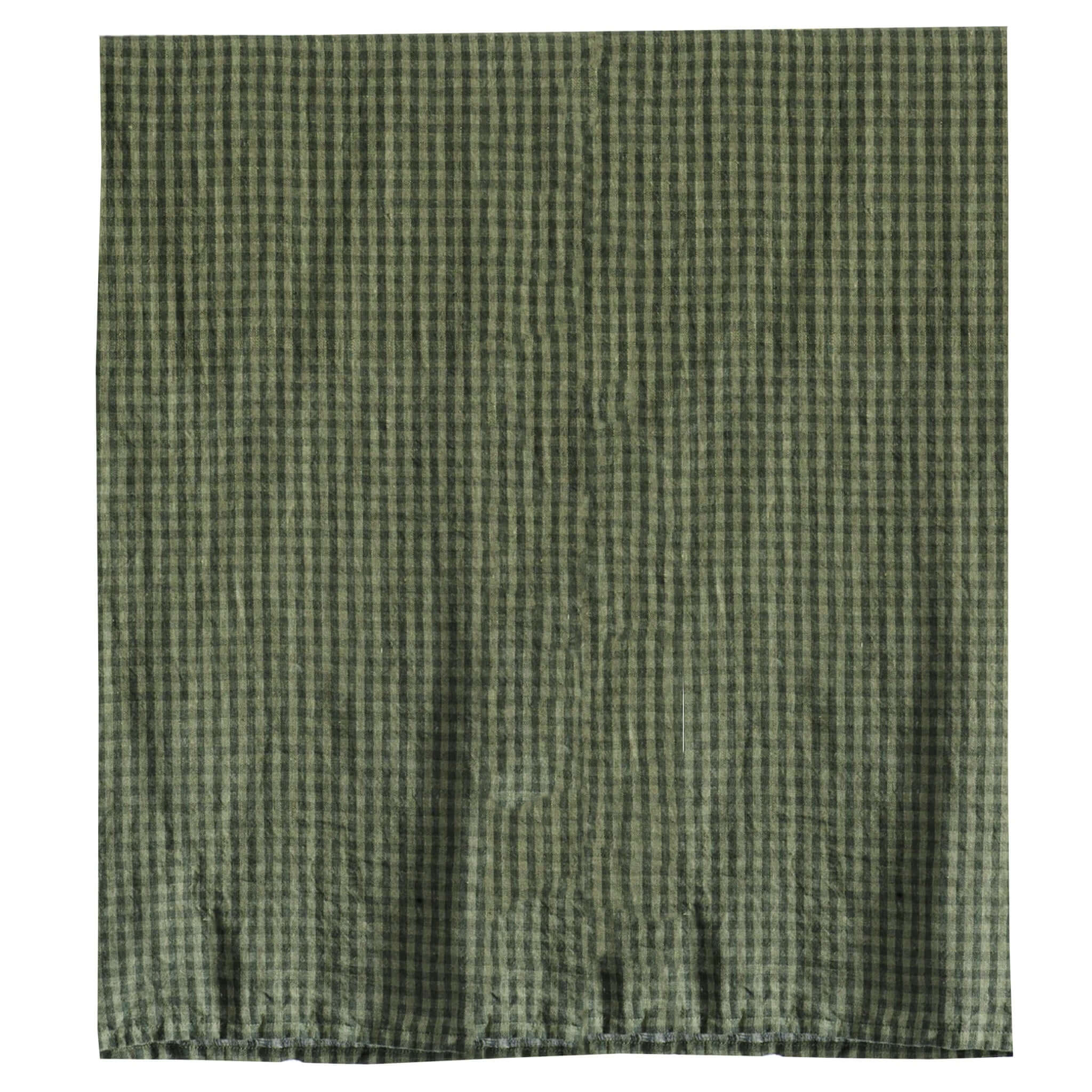 Alt Tag: Bianca Lorenne Linen Tea Towel - Sage Check 100% linen chambray tea towel, extra large ultra-absorbent sage check texture