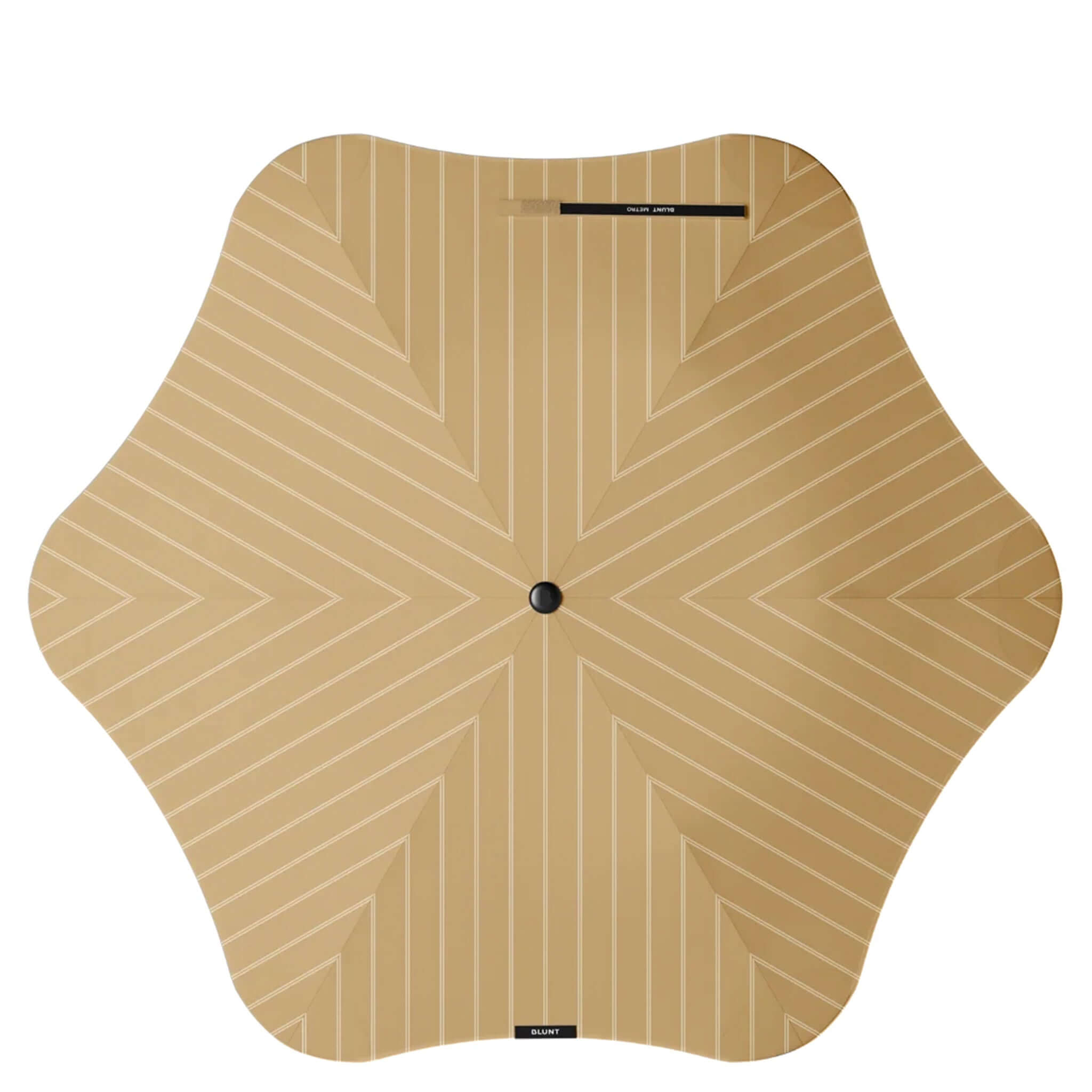 Blunt Metro Umbrella - Latte Limited Edition with refined pinstripes on beige, perfect for urban dwellers.