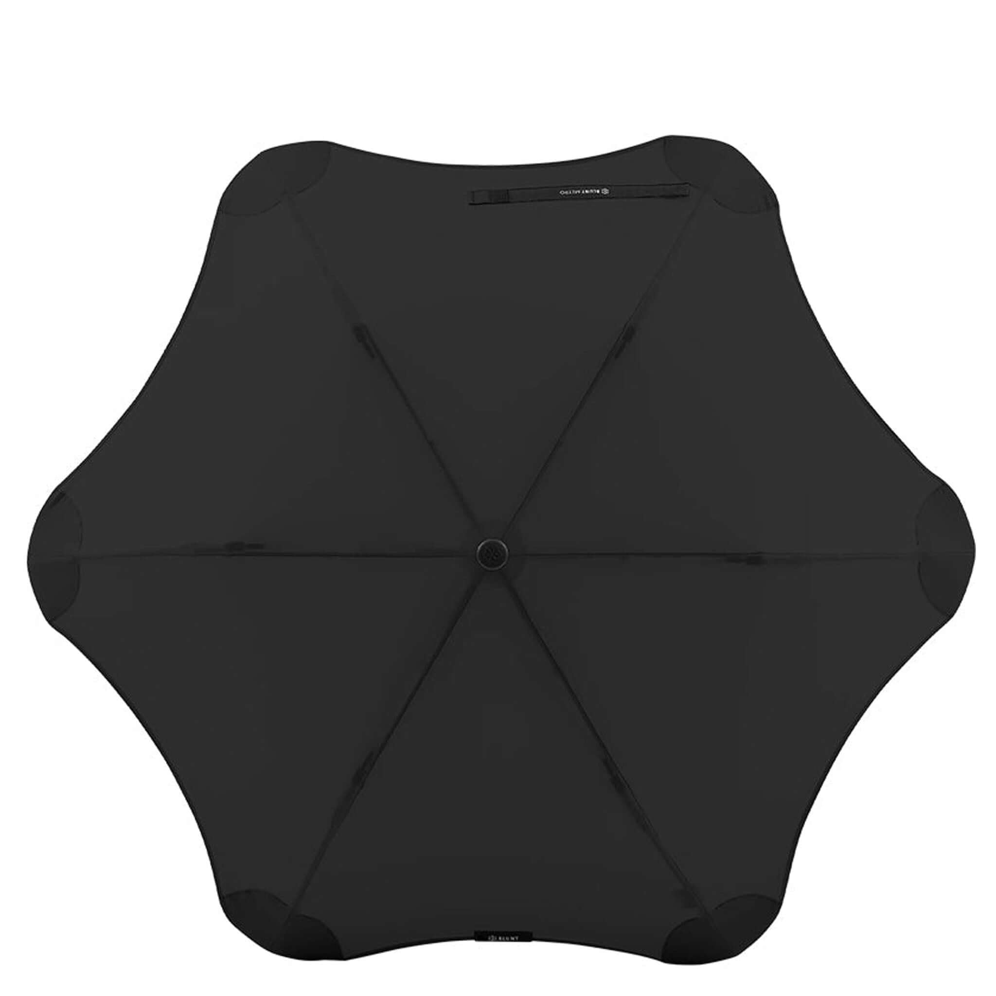 Alt Tag: Blunt Metro Core Range Umbrella black compact collapsible auto-open canopy with 100cm coverage, top view