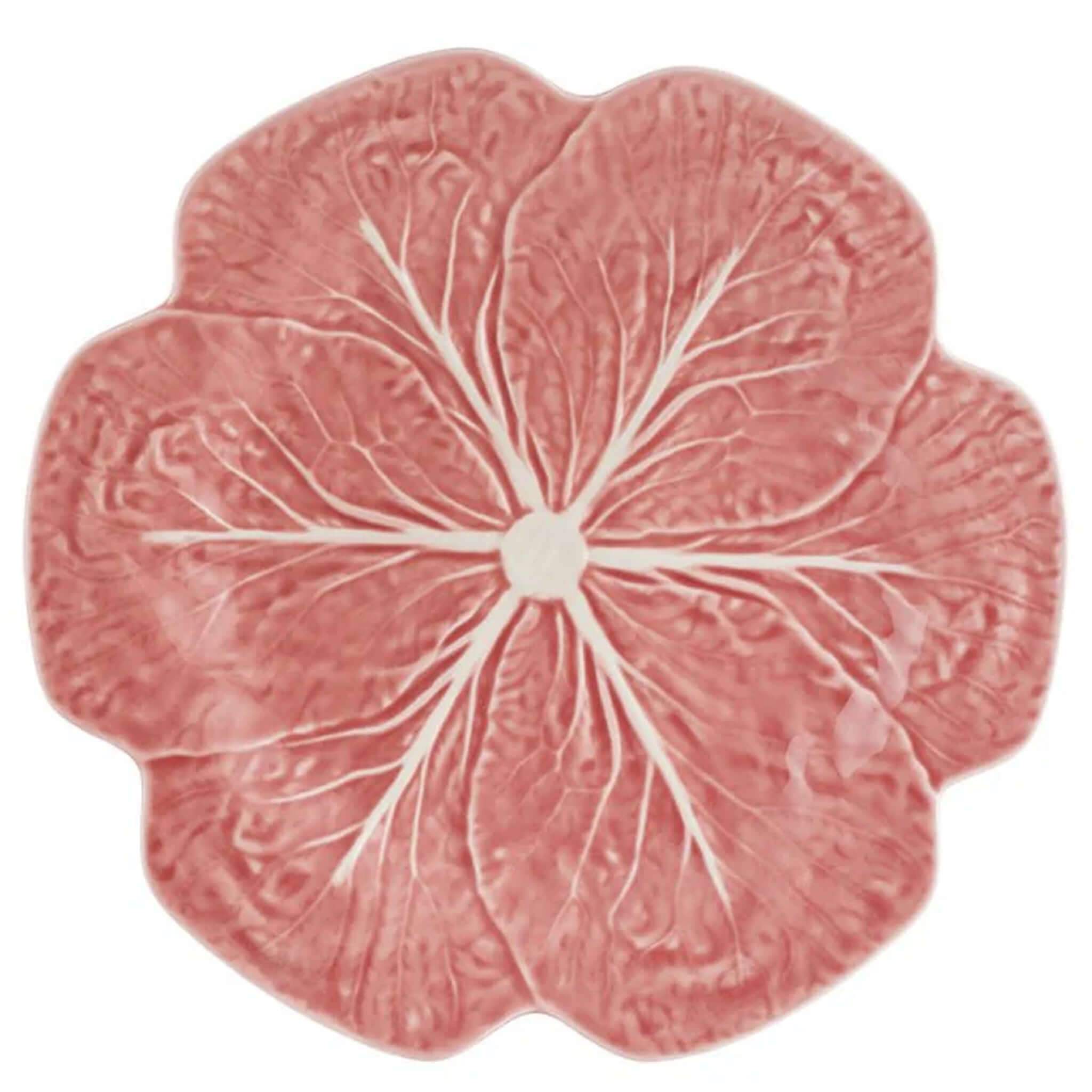 Bordallo Pinheiro Ceramic Dinner Plate 26.5cm - Pink Cabbage with detailed leaf design and pink glaze.