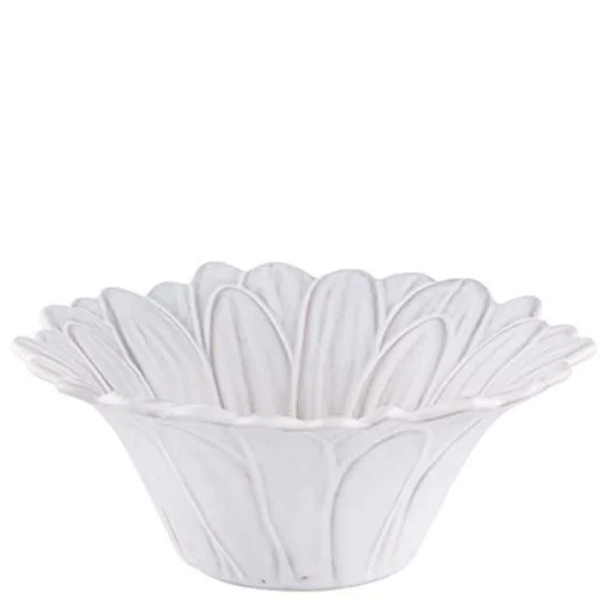 Alt Tag: Bordallo Pinheiro Maria Flor Ceramic Bowl 15.5cm - Daisy hand-painted daisy ceramic bowl, white floral earthenware serving dish