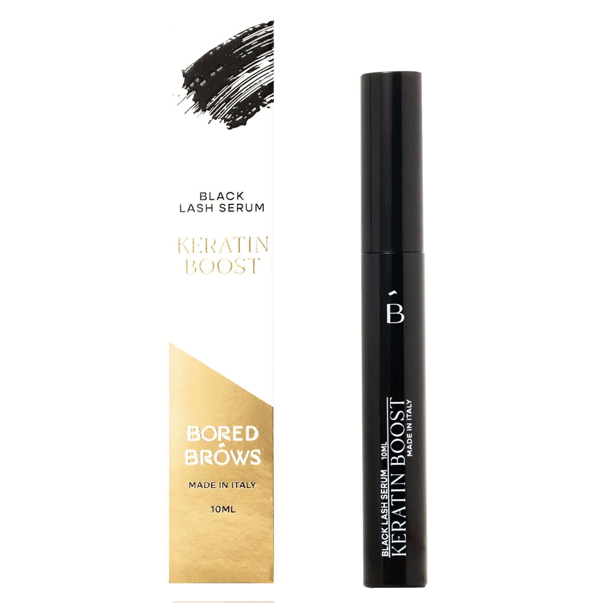 Alt Tag: Bored Brows Black Lash Serum keratin boost 3-in-1 black tinted lash treatment for longer, thicker, healthier lashes