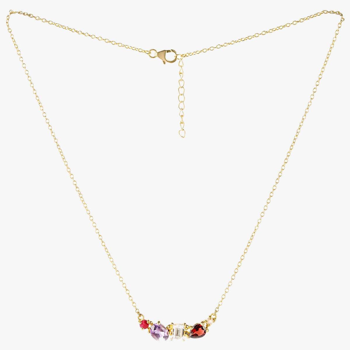 Cathy Pope Elements Collection Gold Necklace - Fire with colorful gemstones on a delicate gold chain.