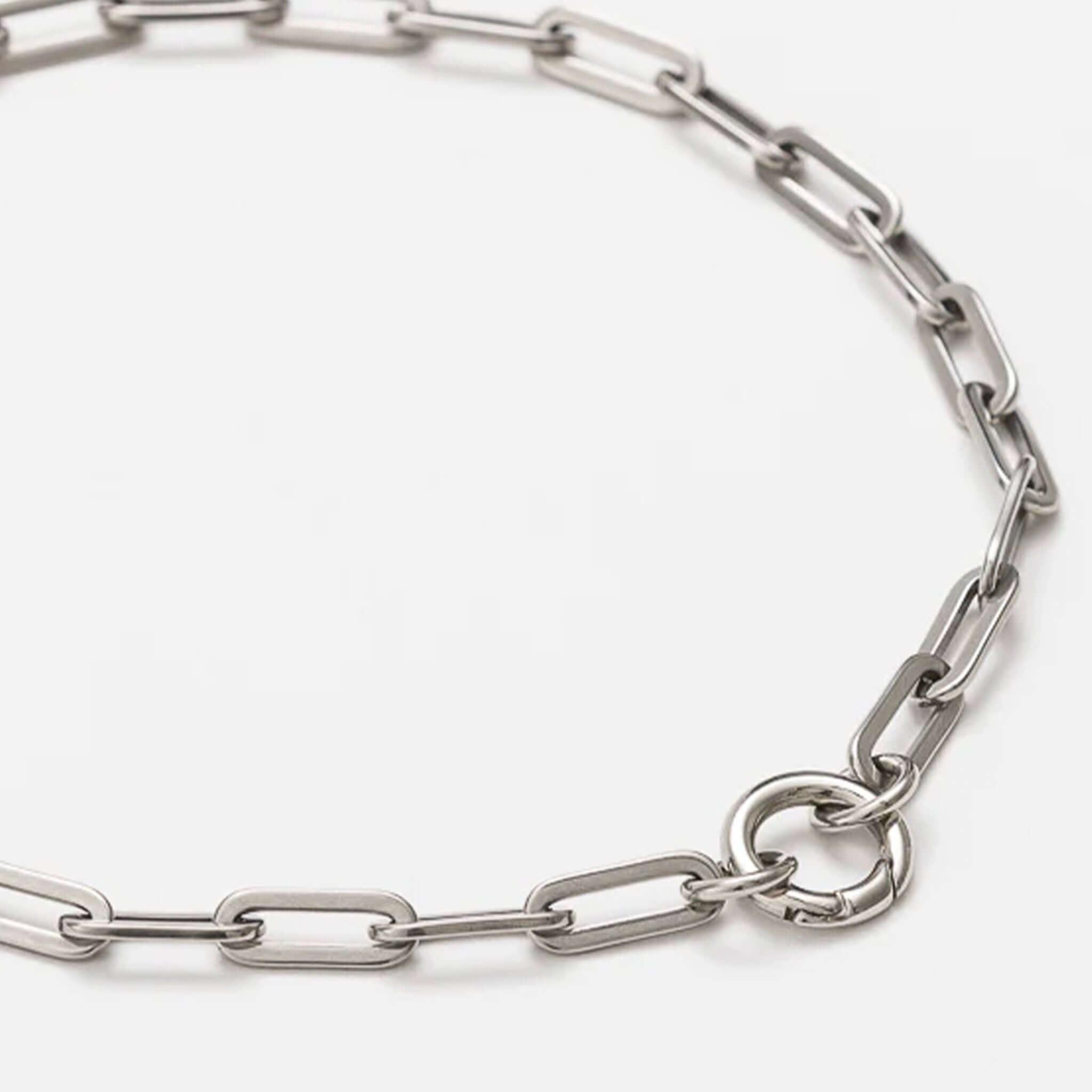 Cathy Pope Round Clasp - Stainless Steel, featuring a spring clasp and linking chain design for versatile use.