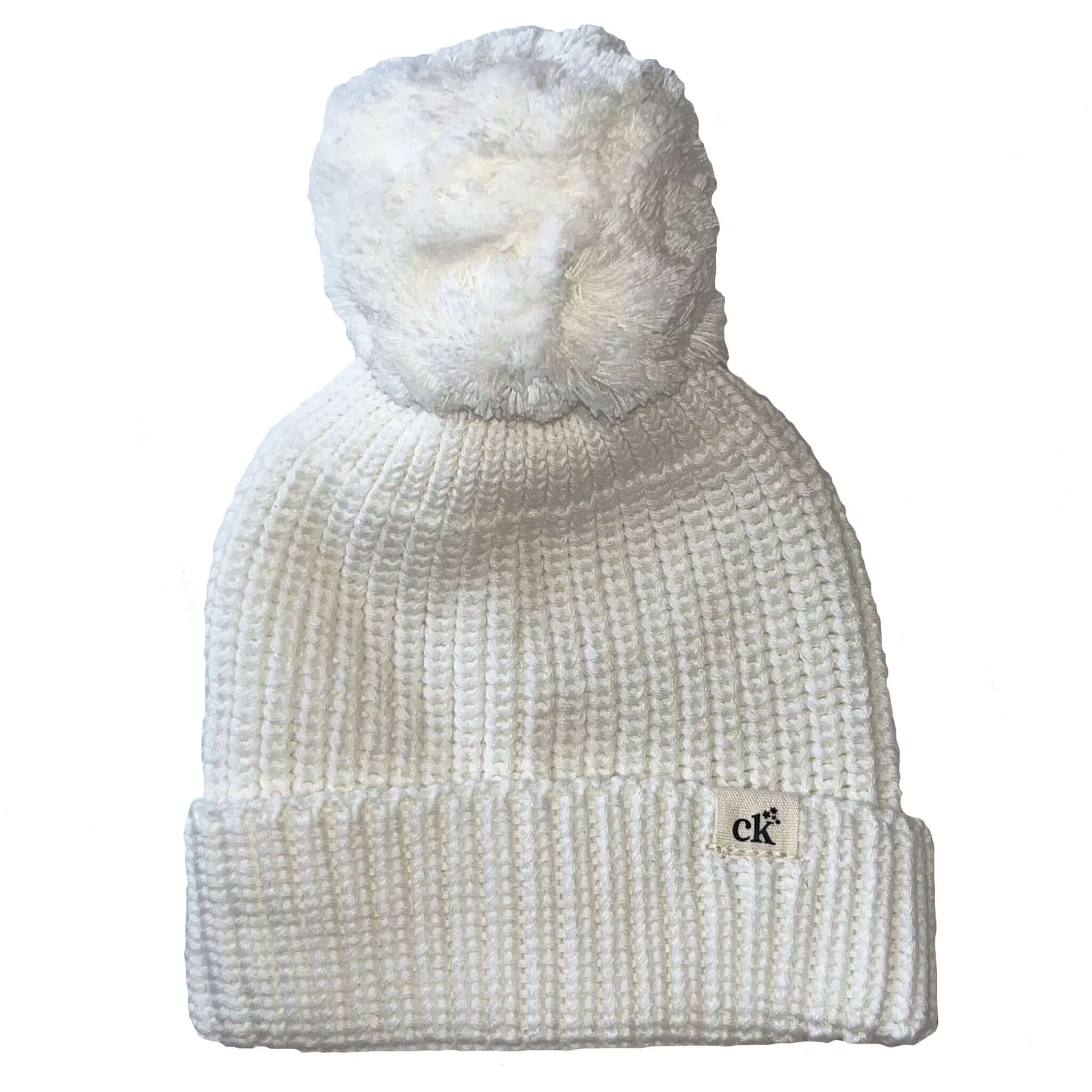 Confetti Kidz Baby Knit Beanie - Milk in white with pom pom, soft and cozy for newborns.