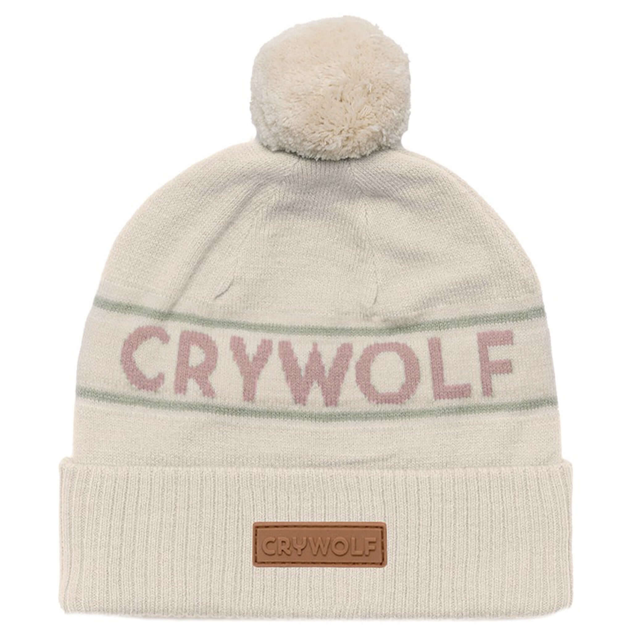 Alt Tag: Crywolf Alpine Beanie - Harvest retro ski style pom pom beanie with CRYWOLF logo, soft Polylana recyclable fibre