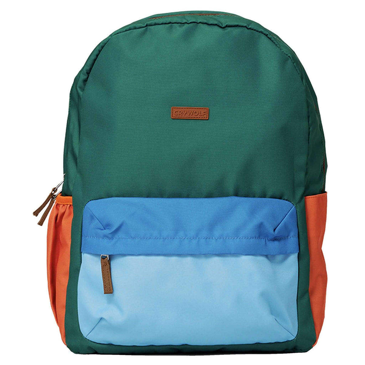 Crywolf Daypack -Seaside Colourblock stylish backpack in green, blue, and orange for everyday adventures.