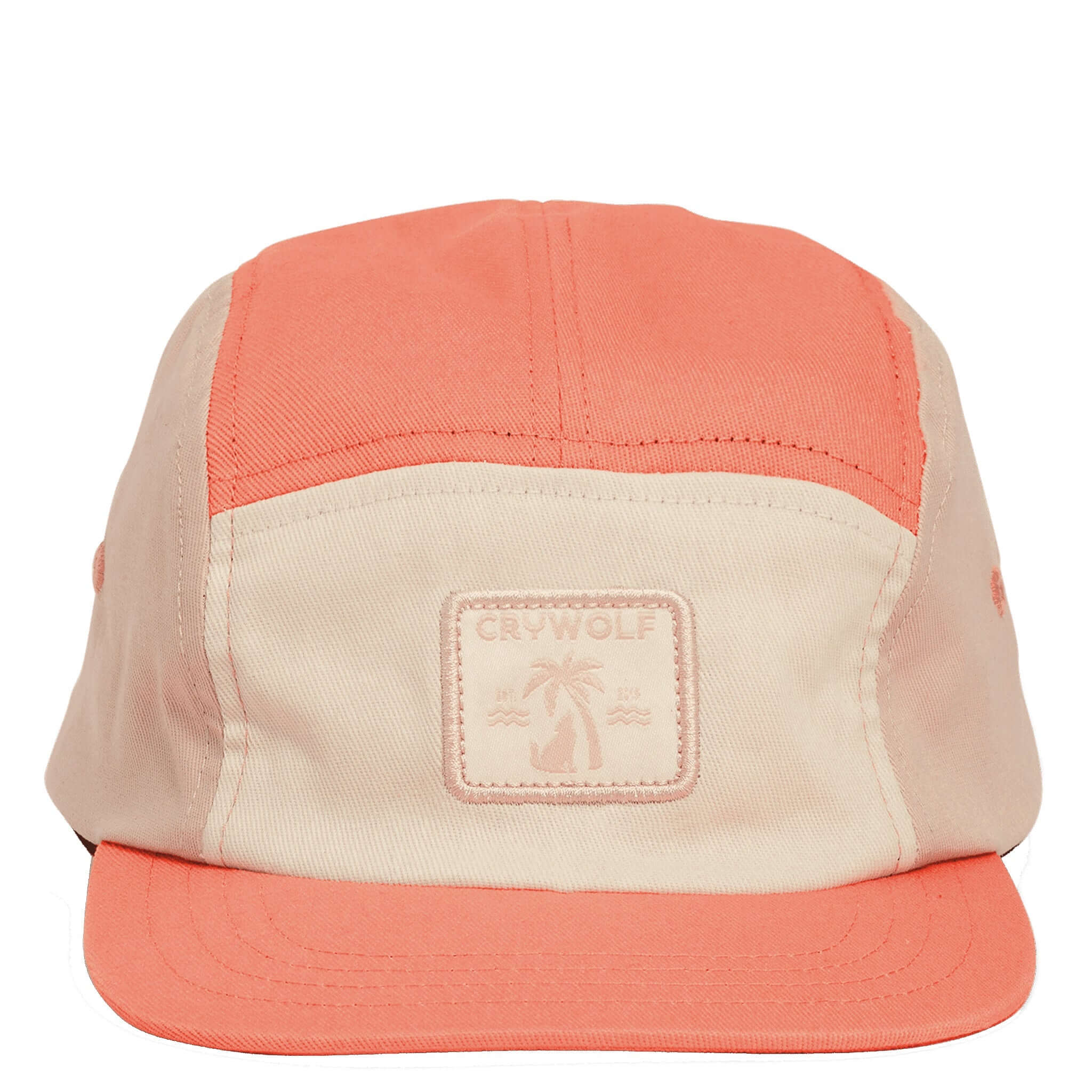 Alt Tag: Crywolf Lucky Cap - Coral kids colour-block cotton twill cap with sun protection, lightweight breathable summer hat