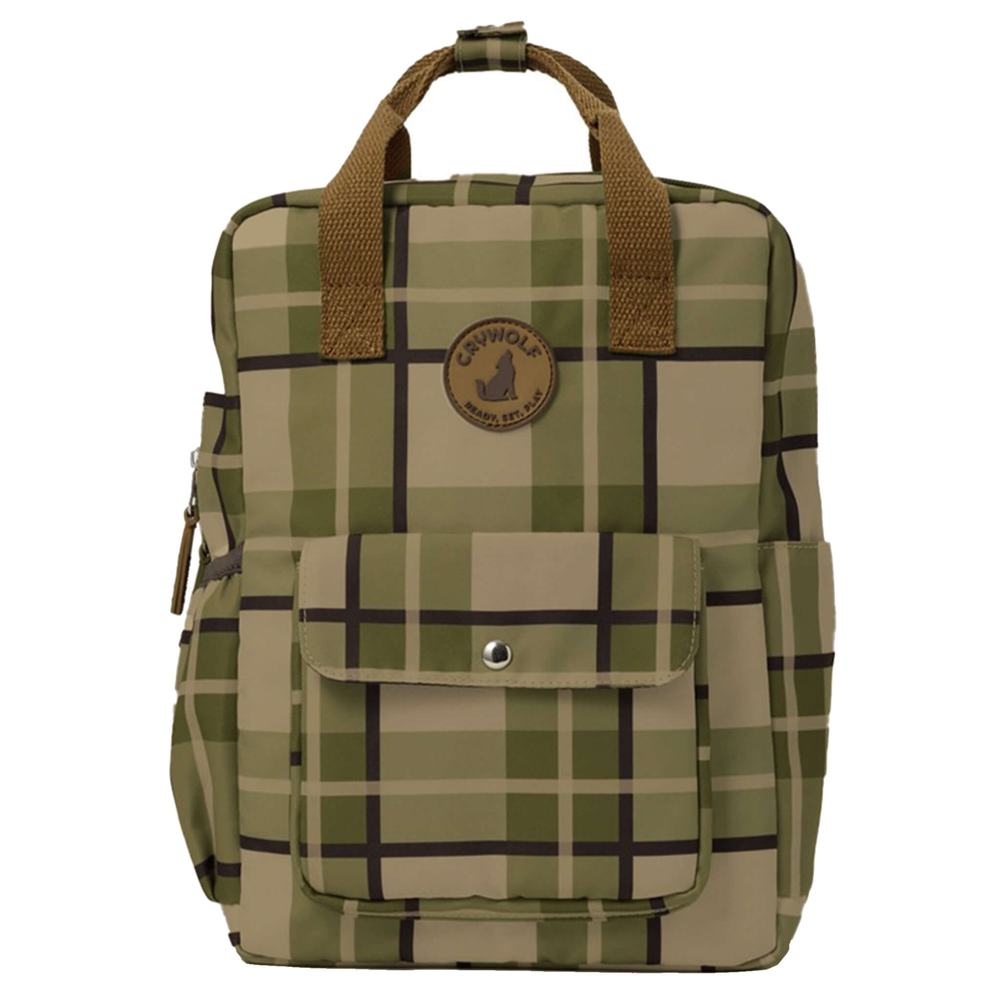 Alt Tag: Crywolf Mini Backpack - Field Plaid kids mini backpack, 9L water-resistant recycled fabric, front pocket and carry handle