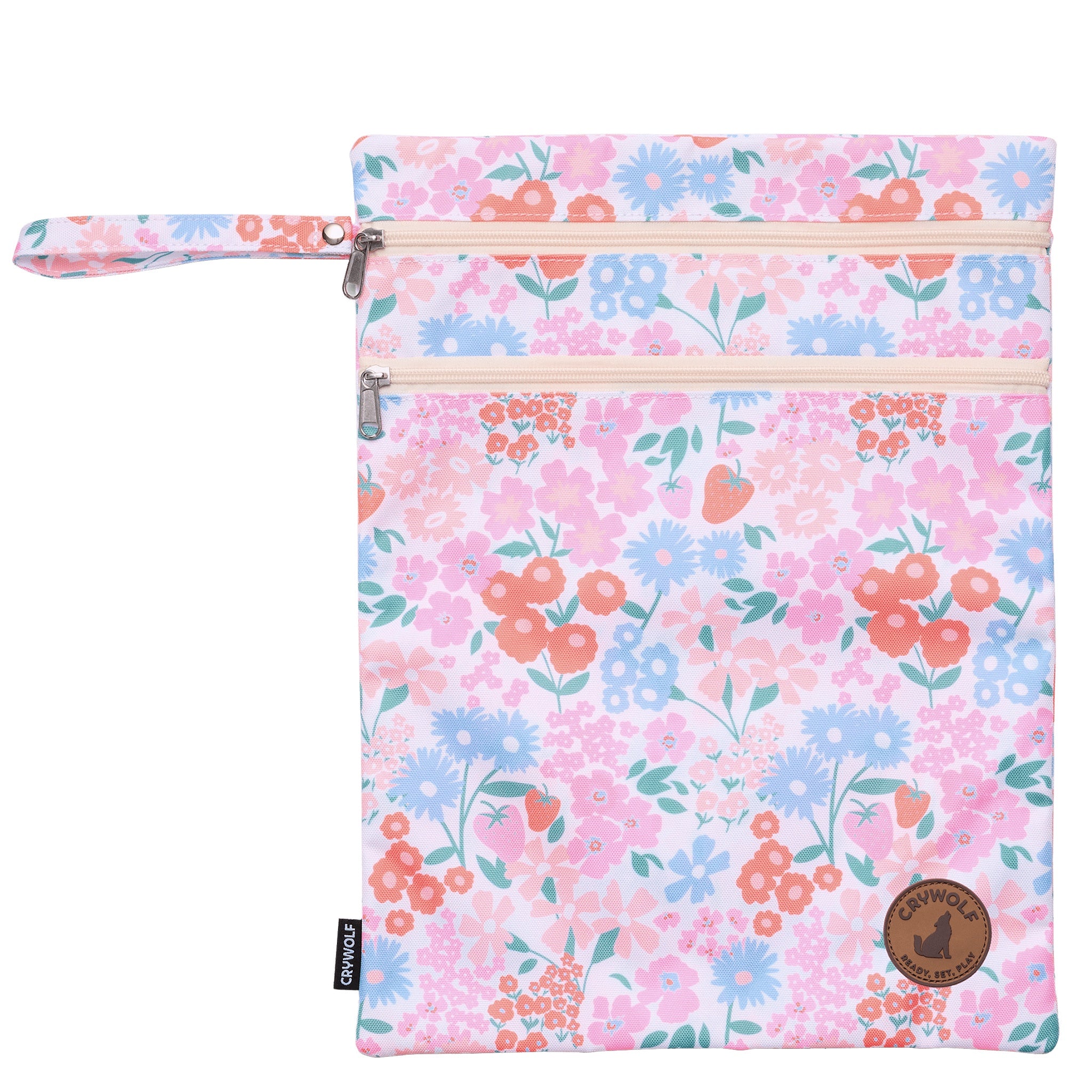 Floral swim bag on a white background.