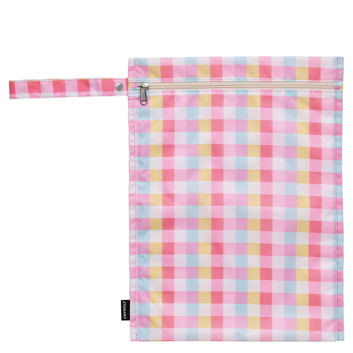 Crywolf Wet Bag - Pop Gingham, colorful plaid design, ideal for wet or messy items, made from recycled materials.
