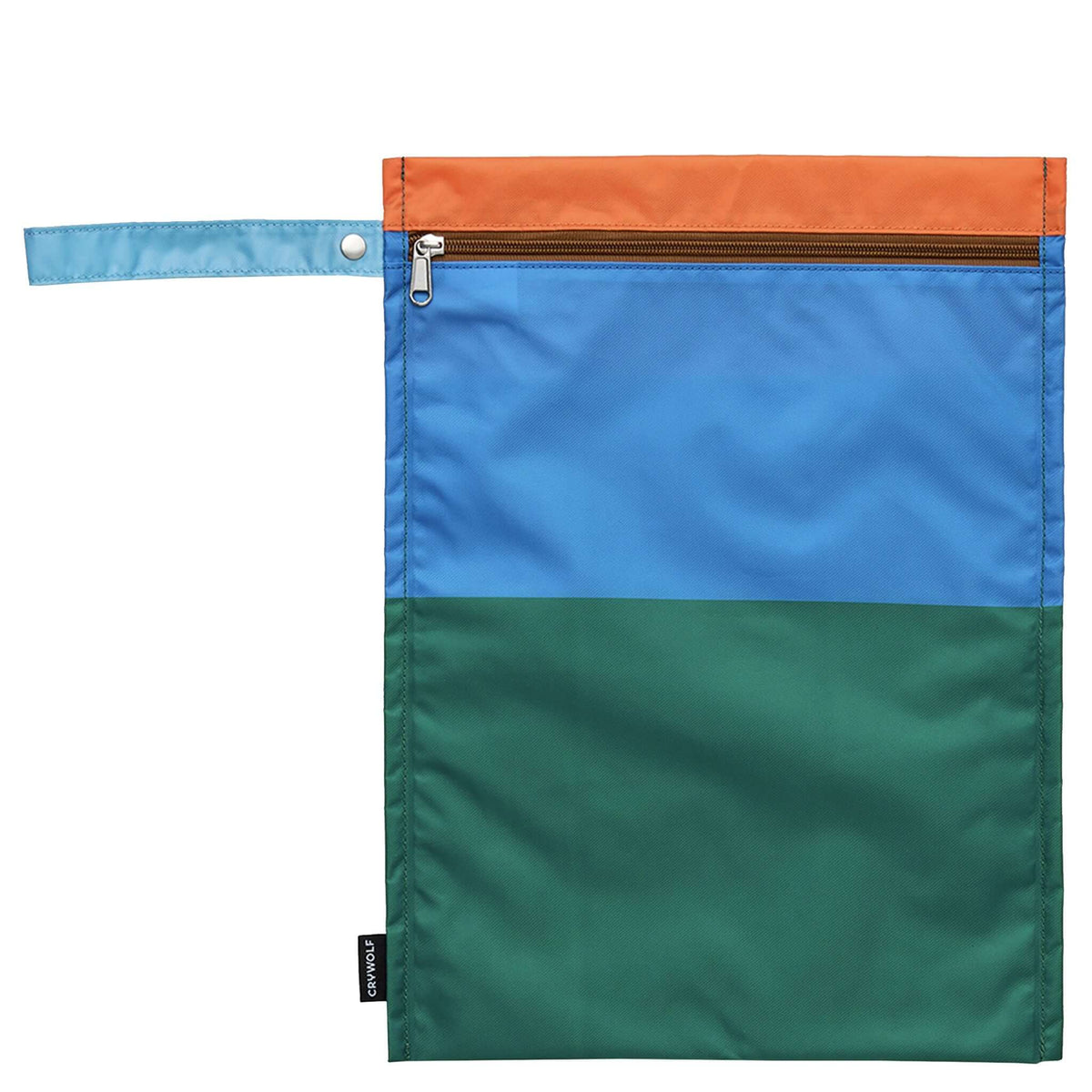 Crywolf Wet Bag - Seaside Colourblock in blue, orange, and green for organizing wet or messy items.