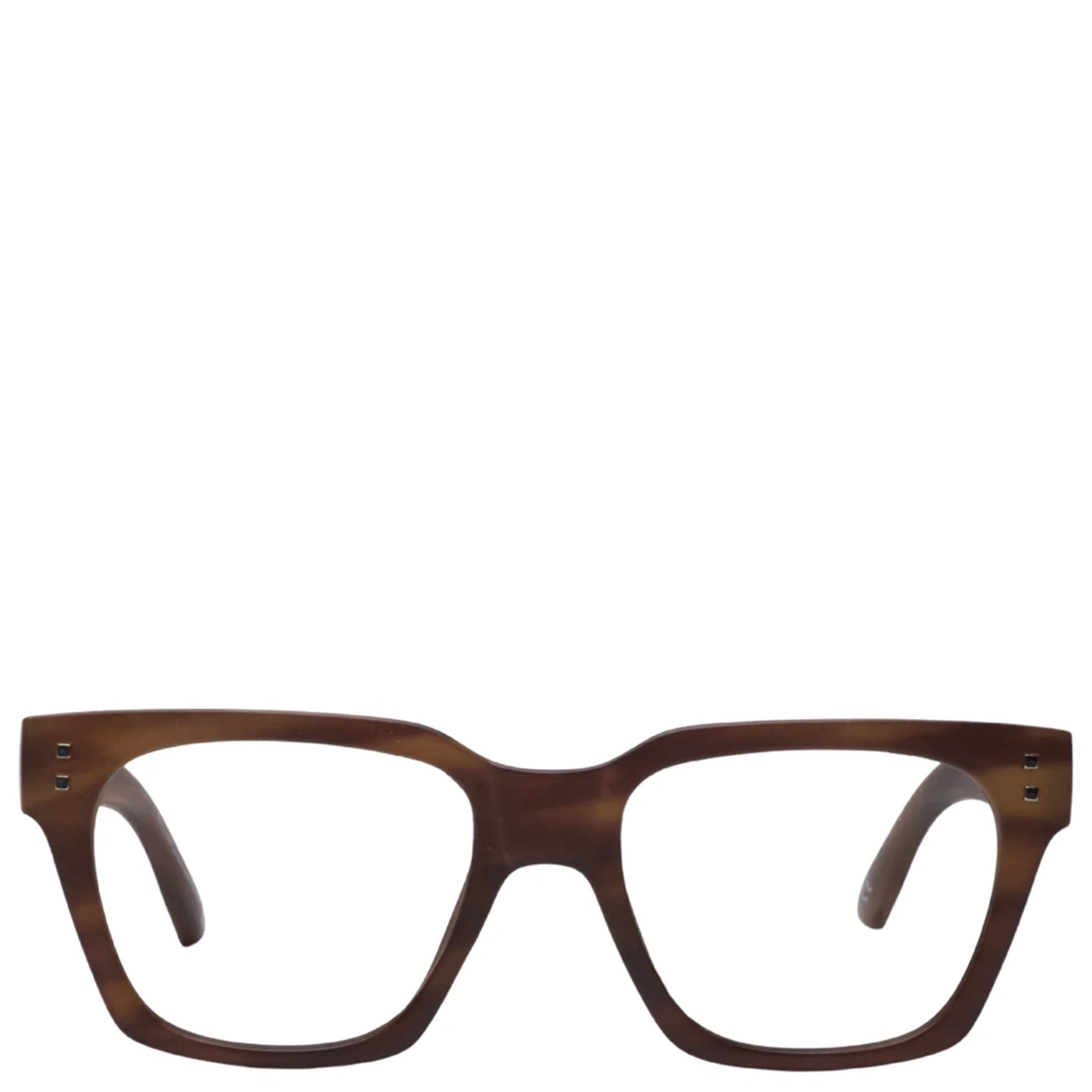 Brown eyeglasses on a white background
