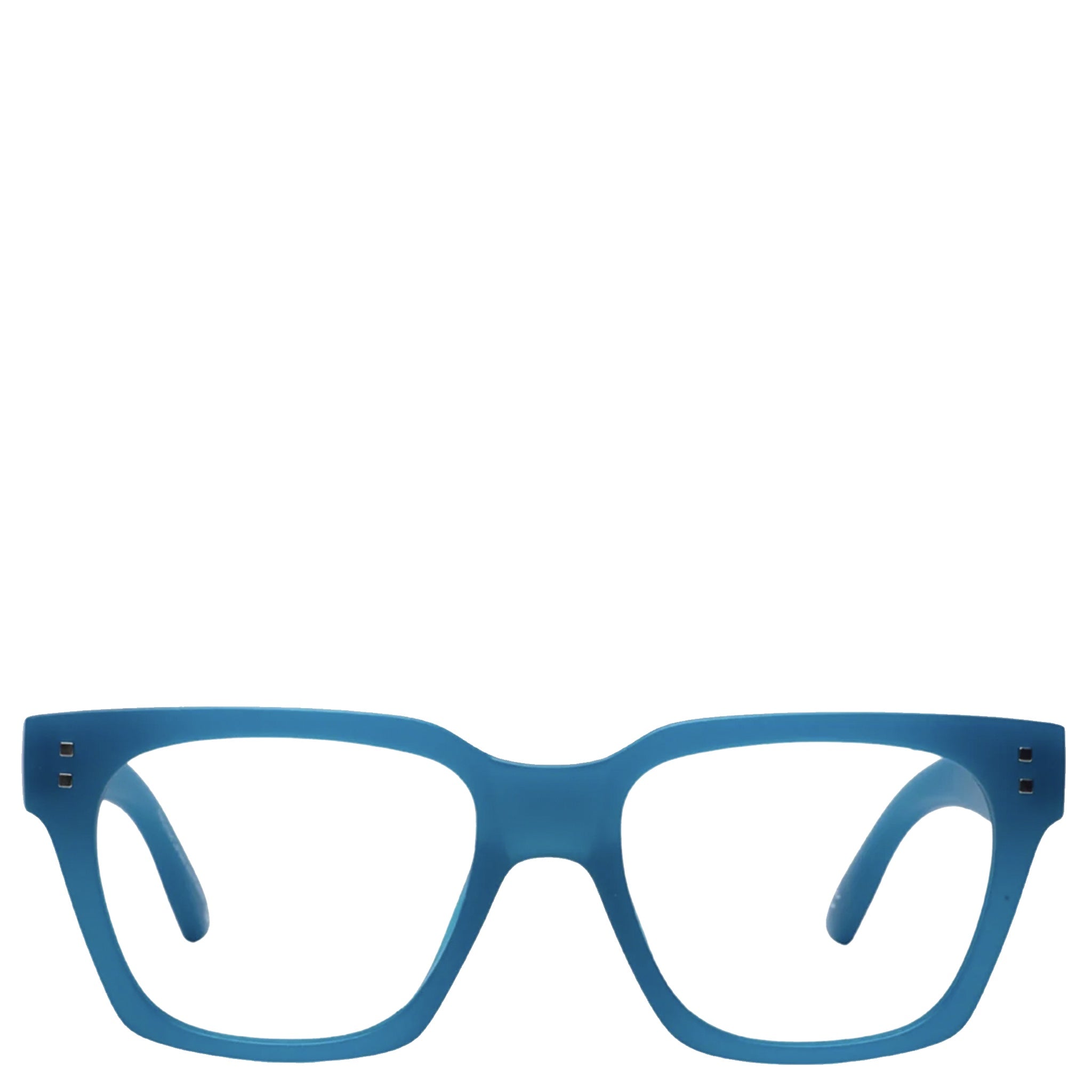 Blue eyeglasses on a white background