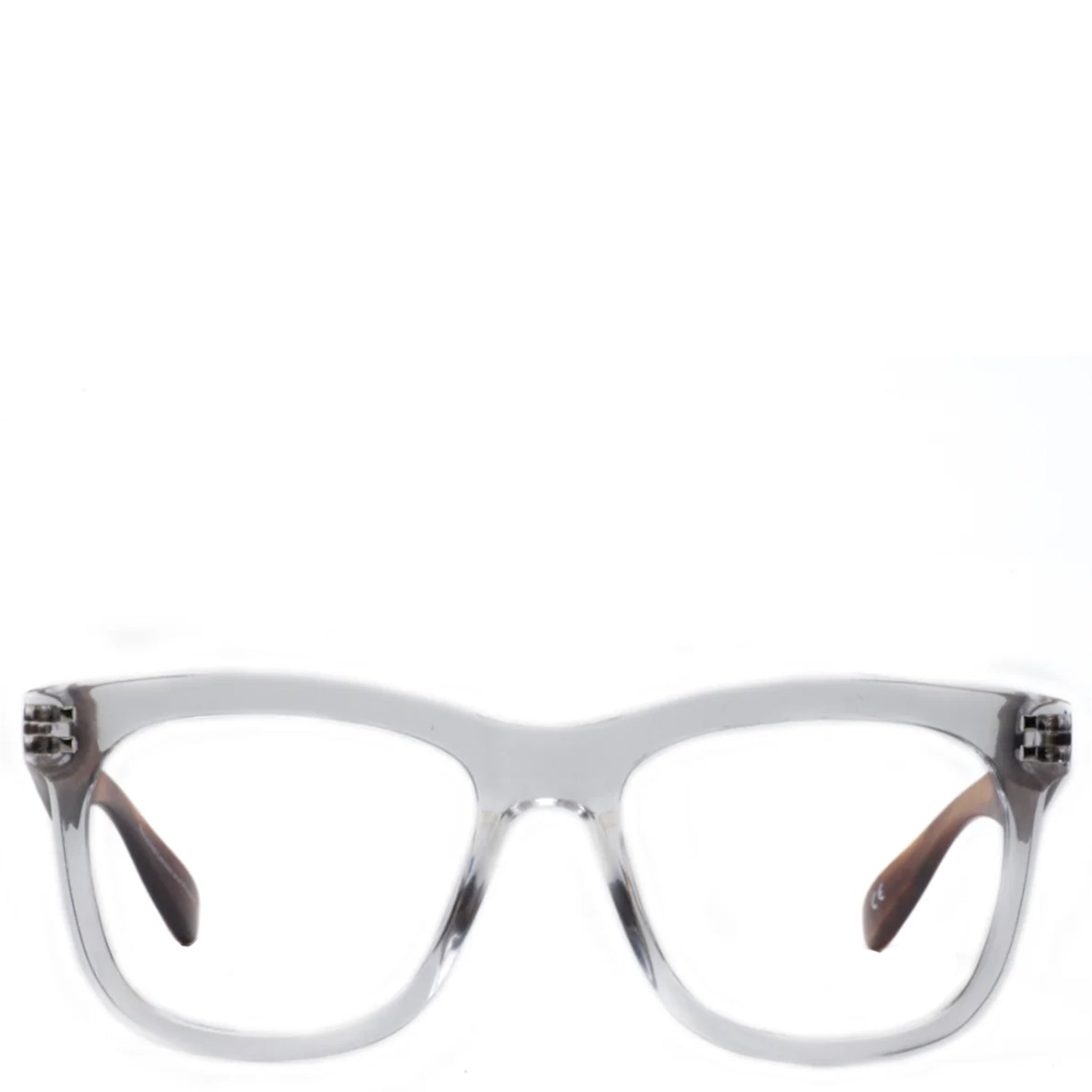 Clear cat-eye glasses on a white background