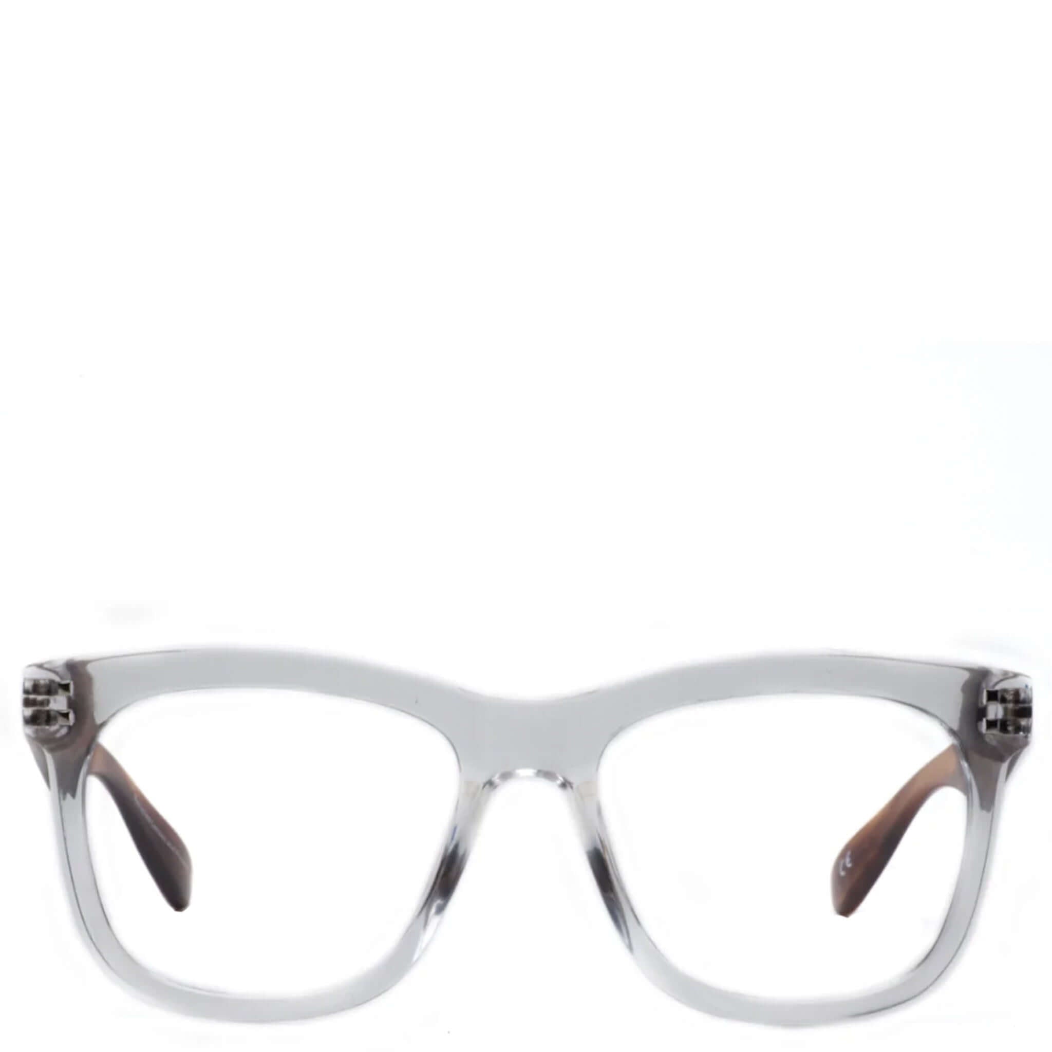 Clear cat-eye glasses on a white background