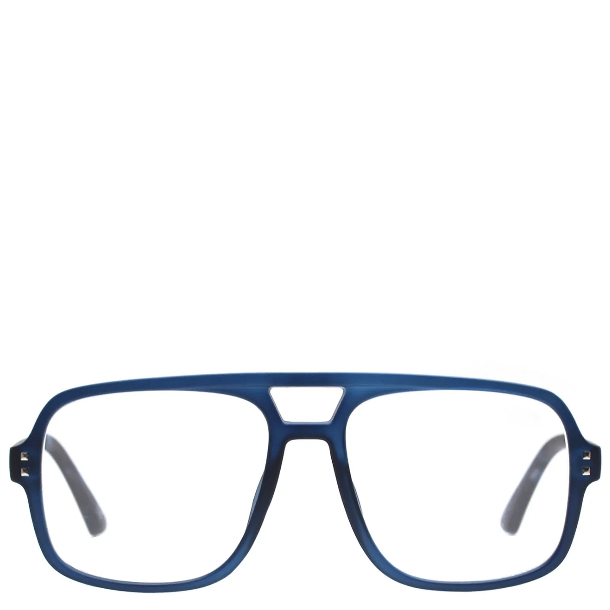 Blue eyeglasses on a white background