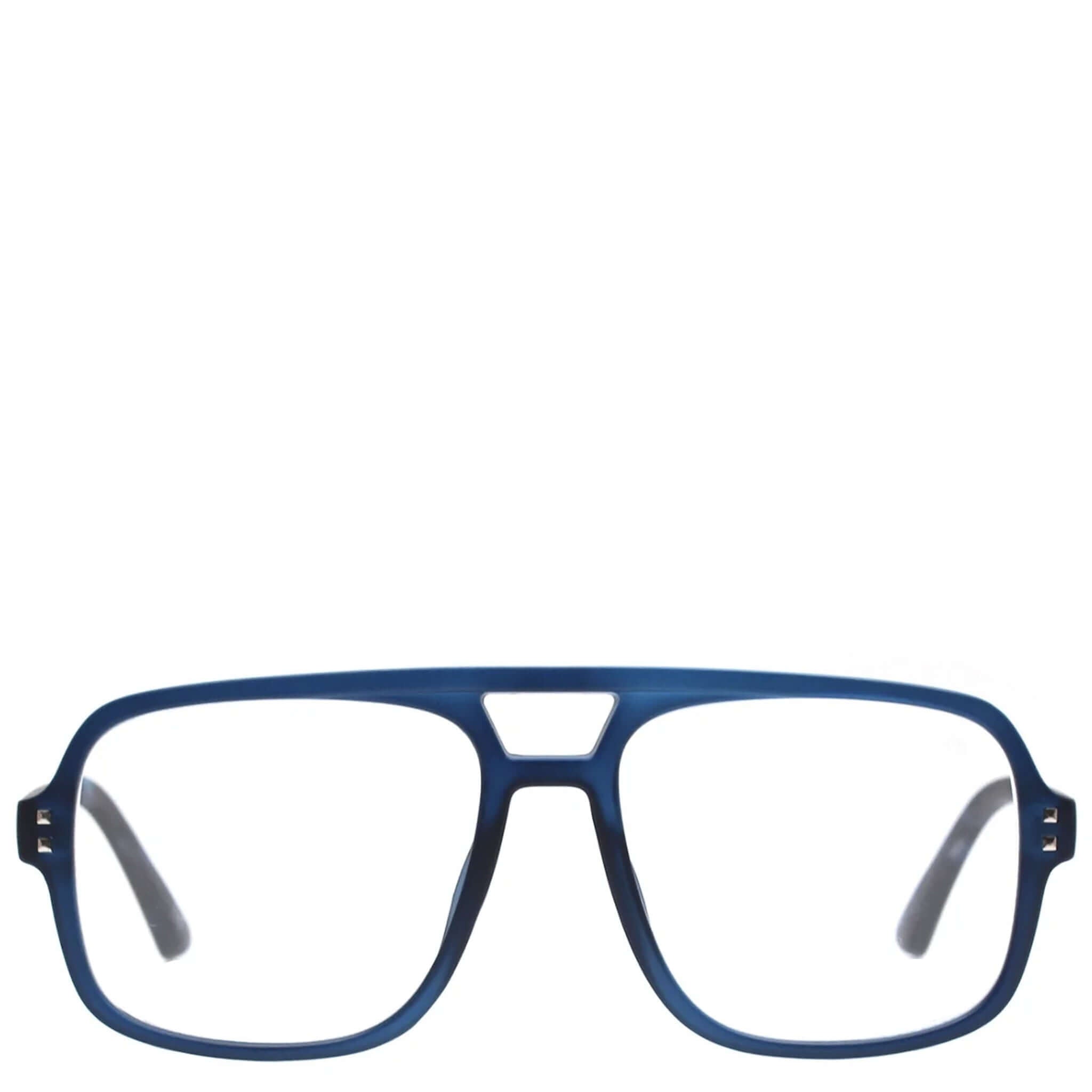 Blue eyeglasses on a white background