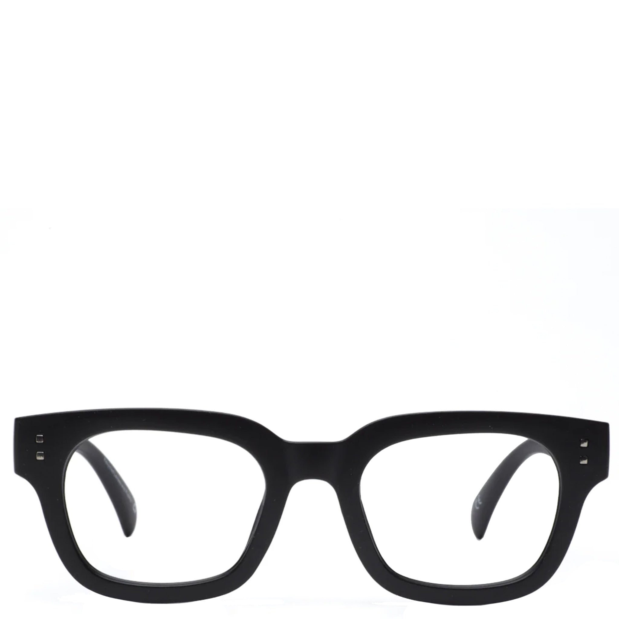 Black eyeglasses on a white background