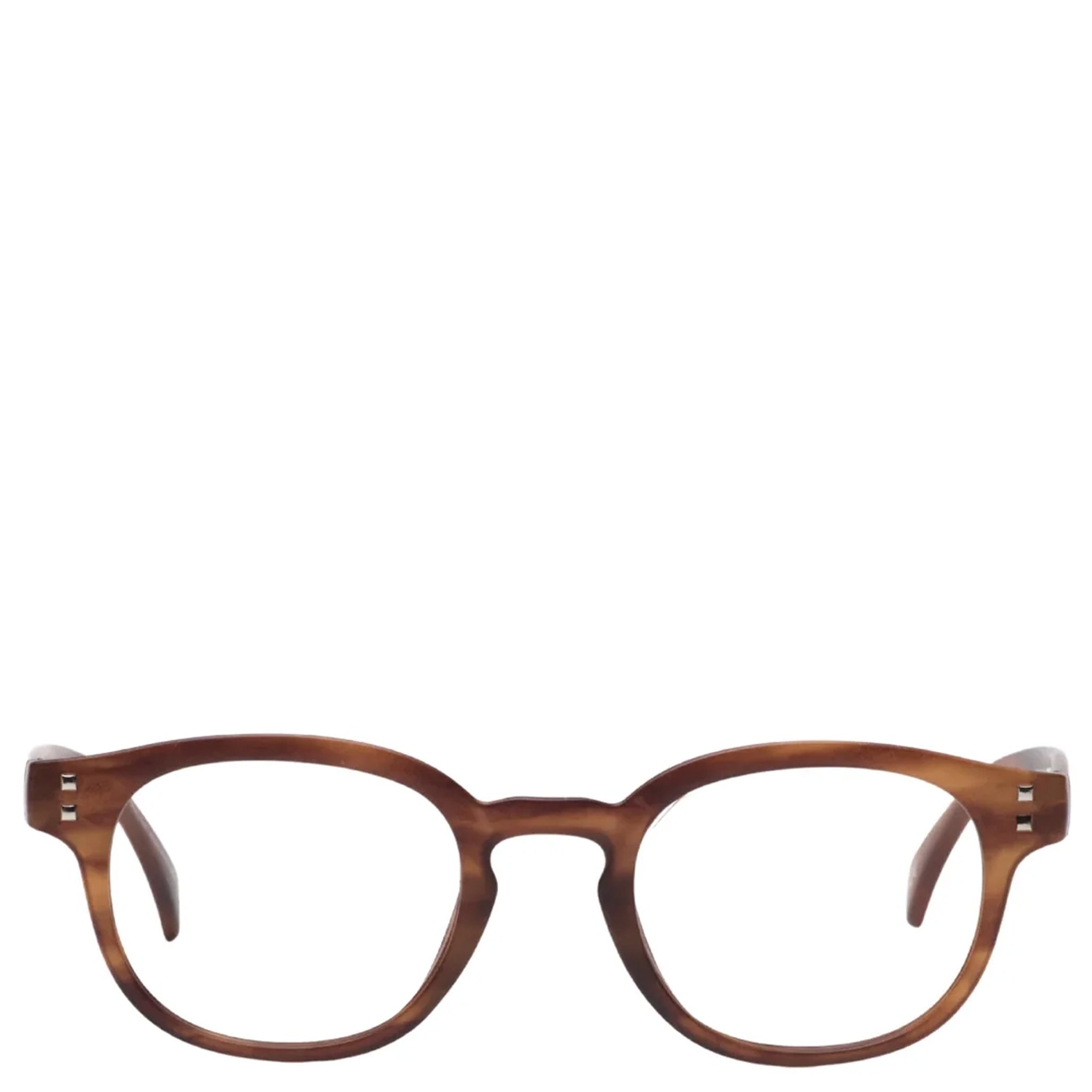 Brown eyeglasses on a white background