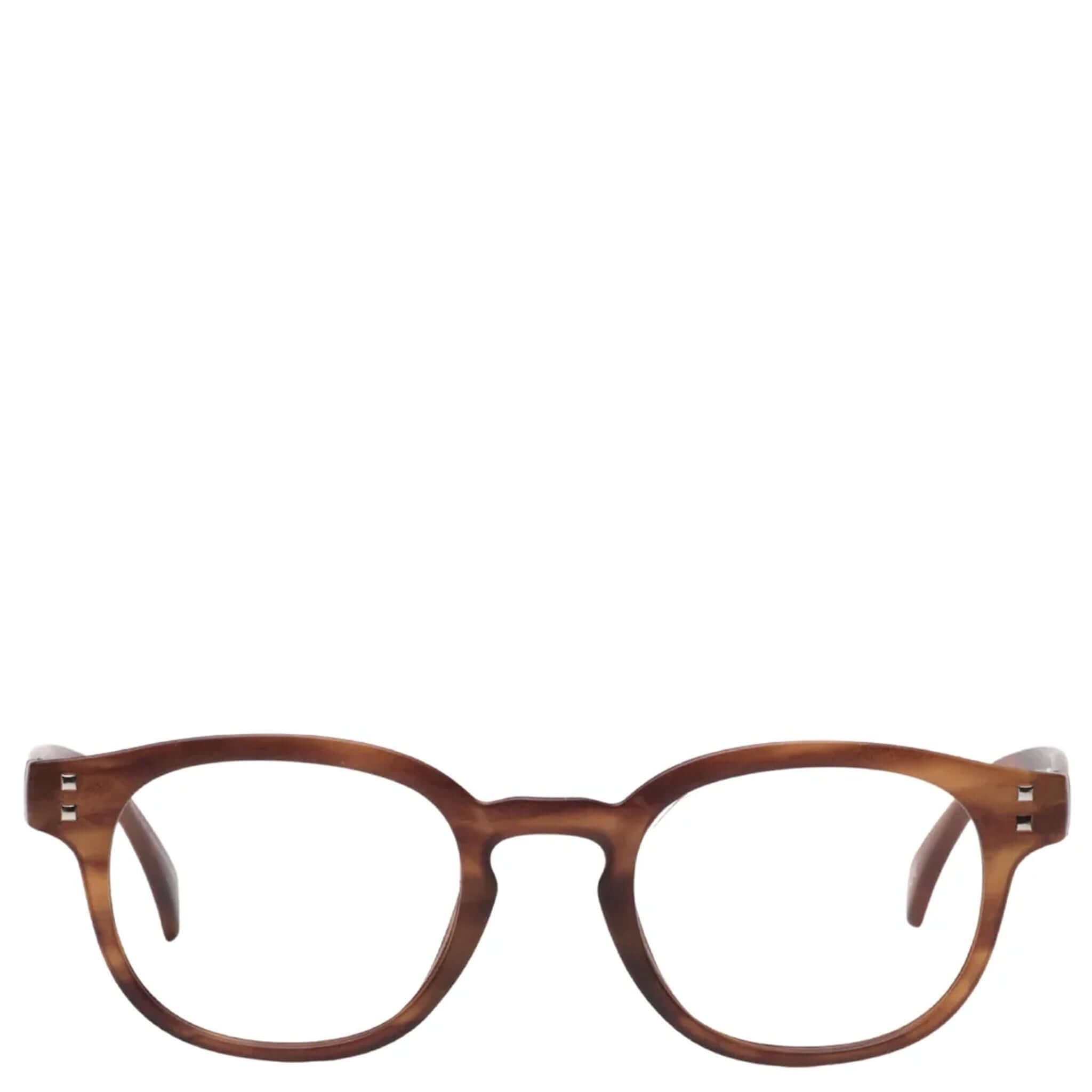 Daily Eyewear 9am Reading Glasses - Havana havana brown matte polycarbonate rounded rectangular unisex reading glasses front view