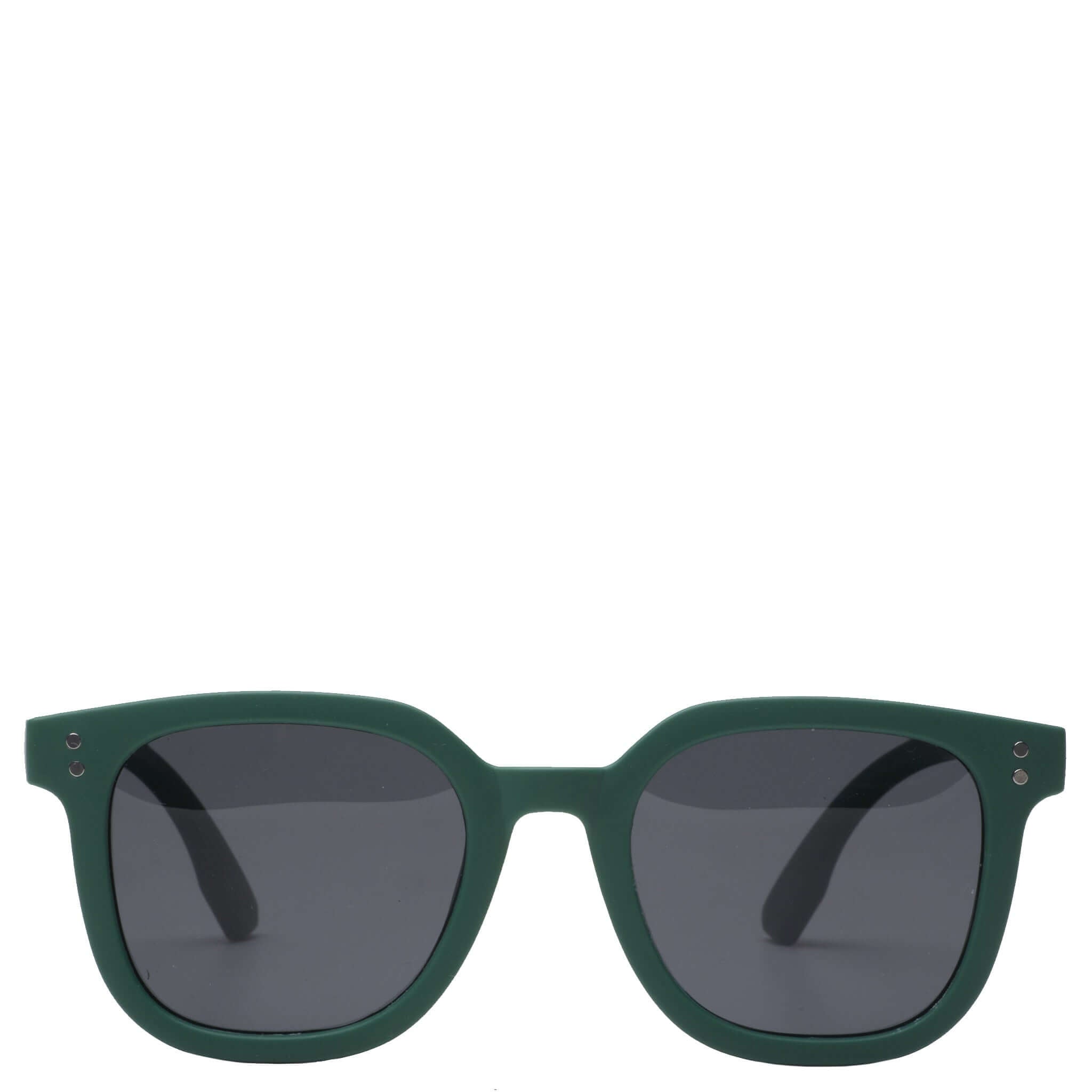 Alt Tag: Daily Eyewear Kid's Tuesday Sunglasses - Forest green kids sunglasses with UV protection, front view with dark lenses