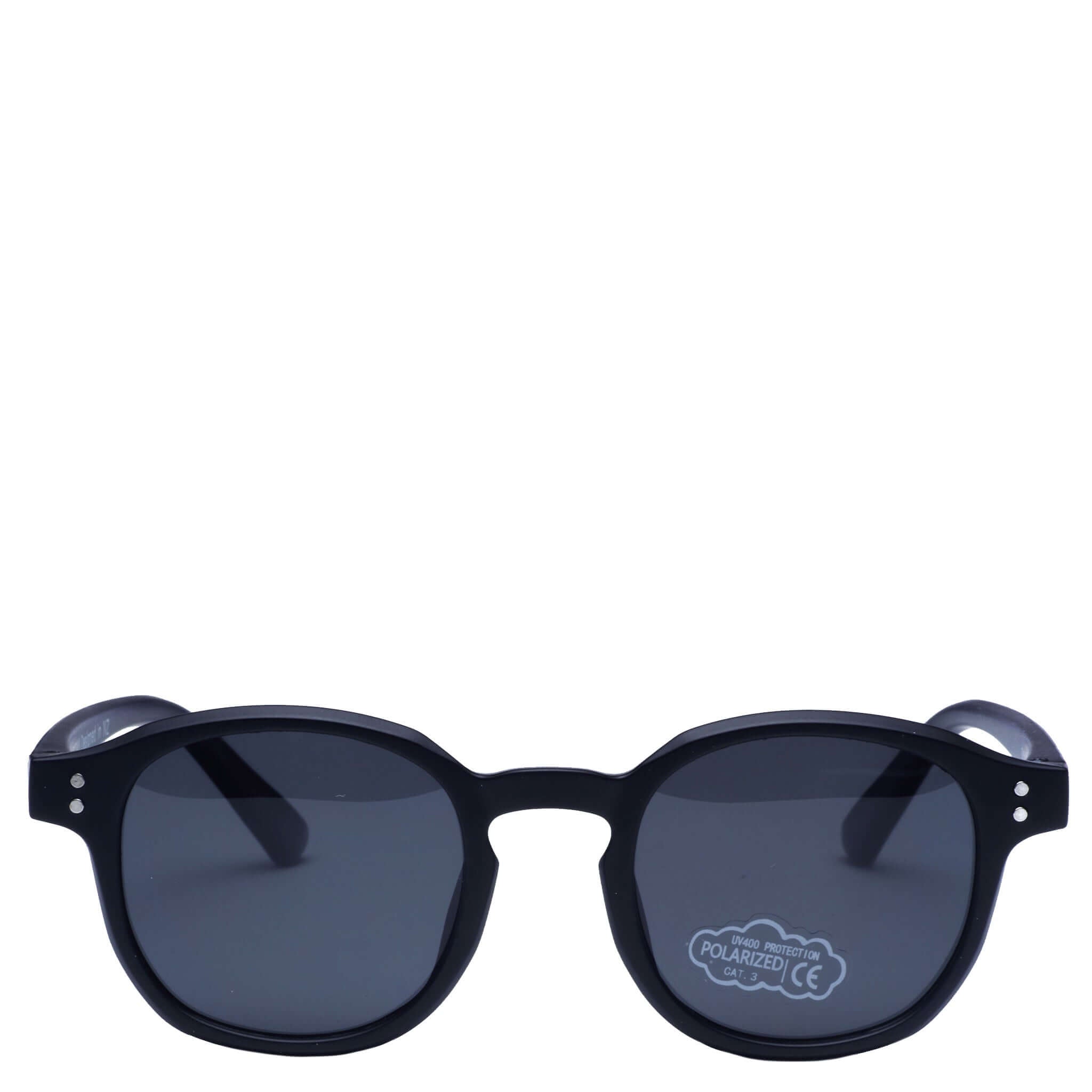 Alt Tag: Daily Eyewear Kid's Wednesday Sunglasses - Black round black kids sunglasses with UV protection and polarized lenses