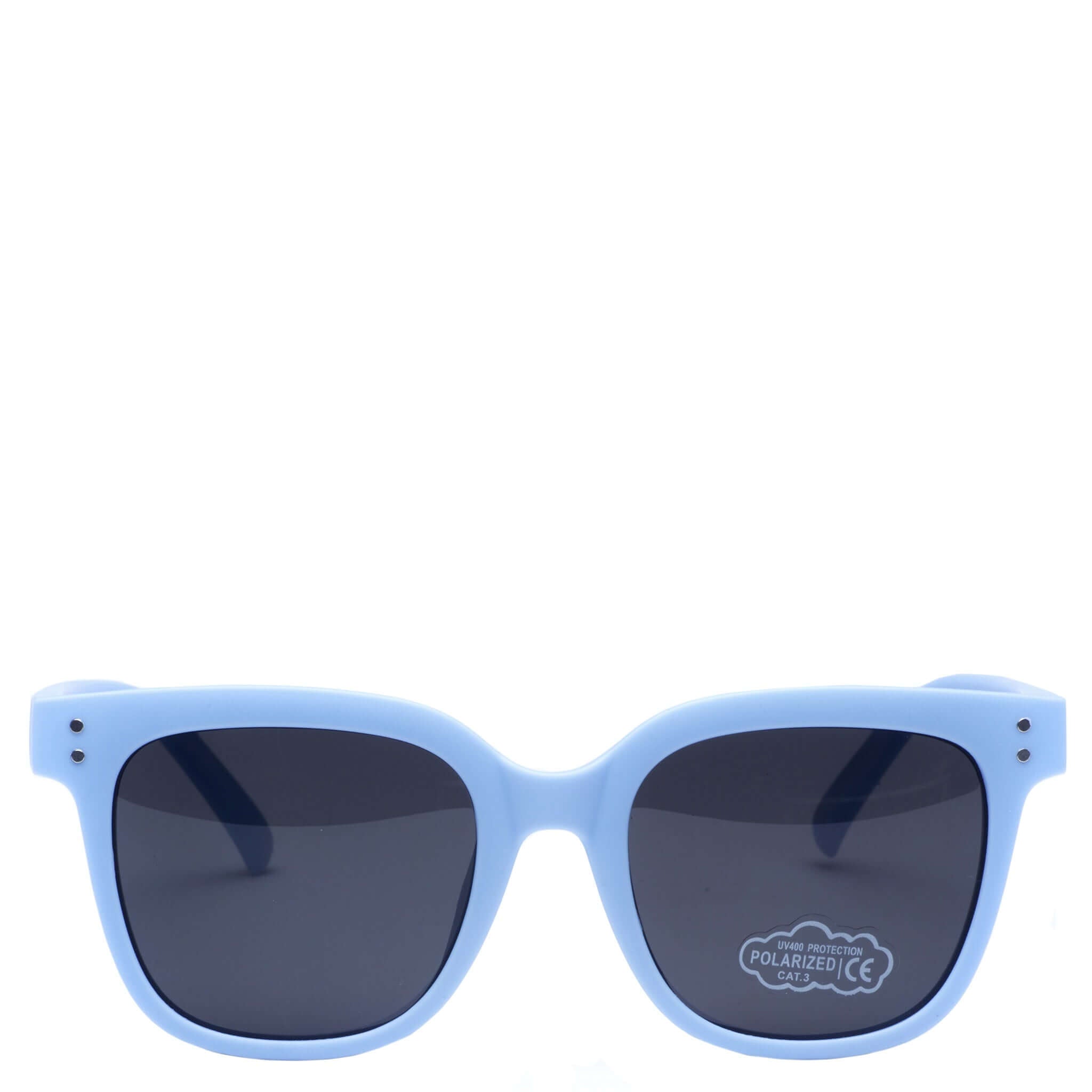 Alt Tag: Daily Eyewear Kid's Tuesday Sunglasses - Sky light blue kids sunglasses with dark polarized UV lenses, front view