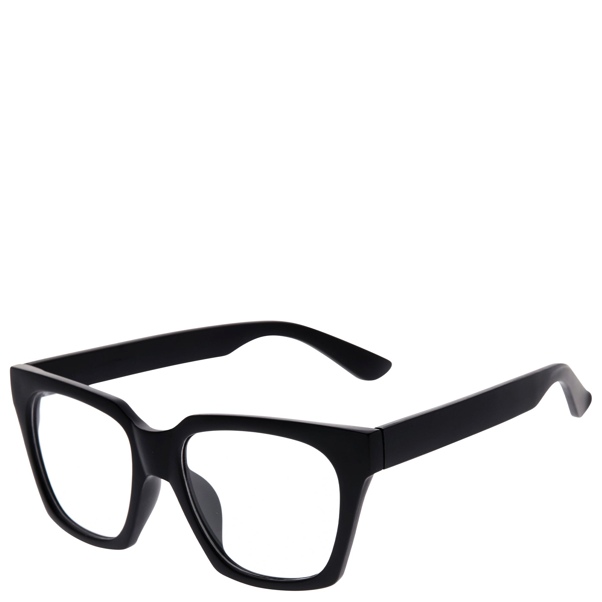 Black eyeglasses on a white background