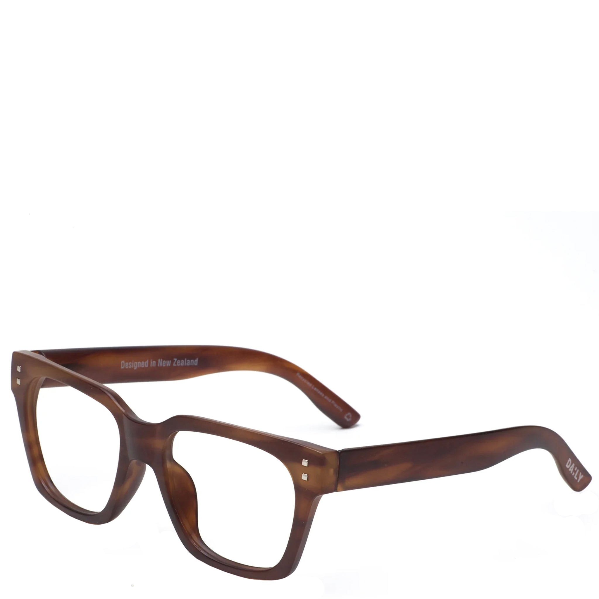 Brown eyeglasses on a white background
