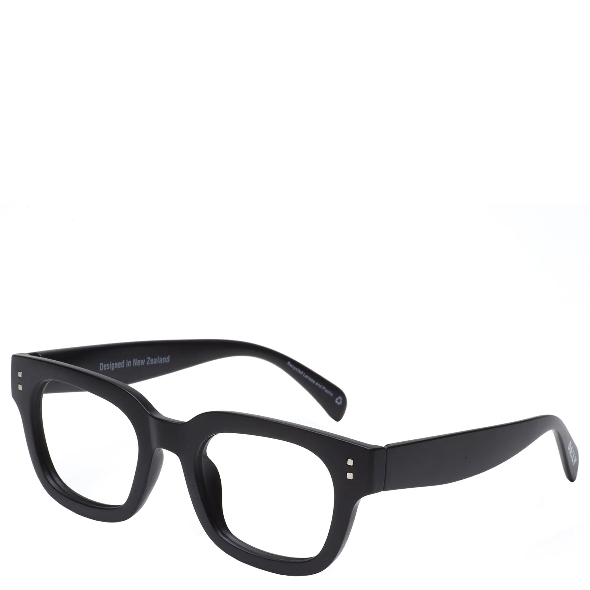 Black eyeglasses on a white background