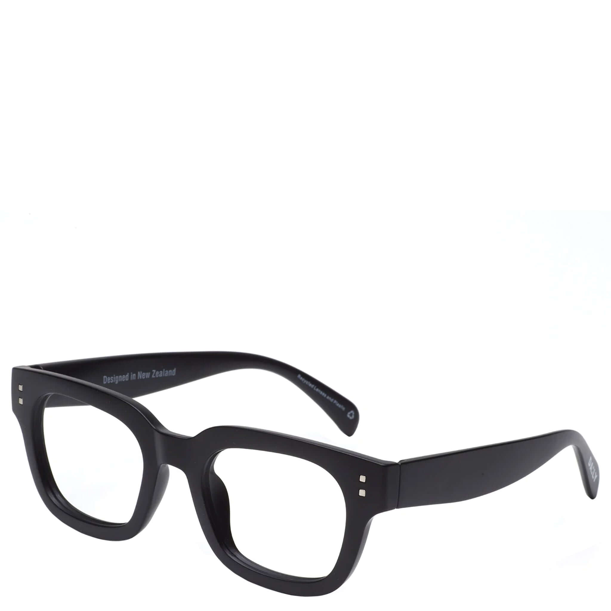 Black eyeglasses on a white background