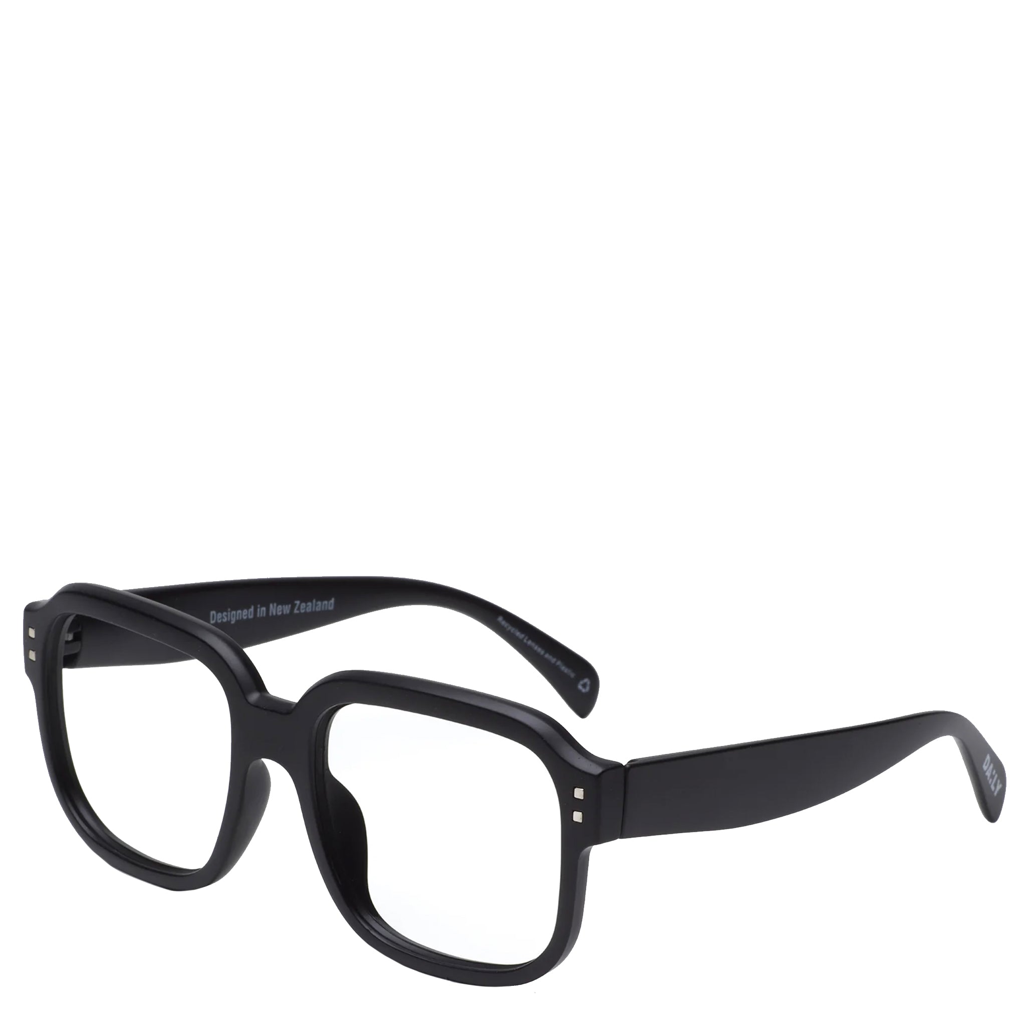 Black eyeglasses on a white background
