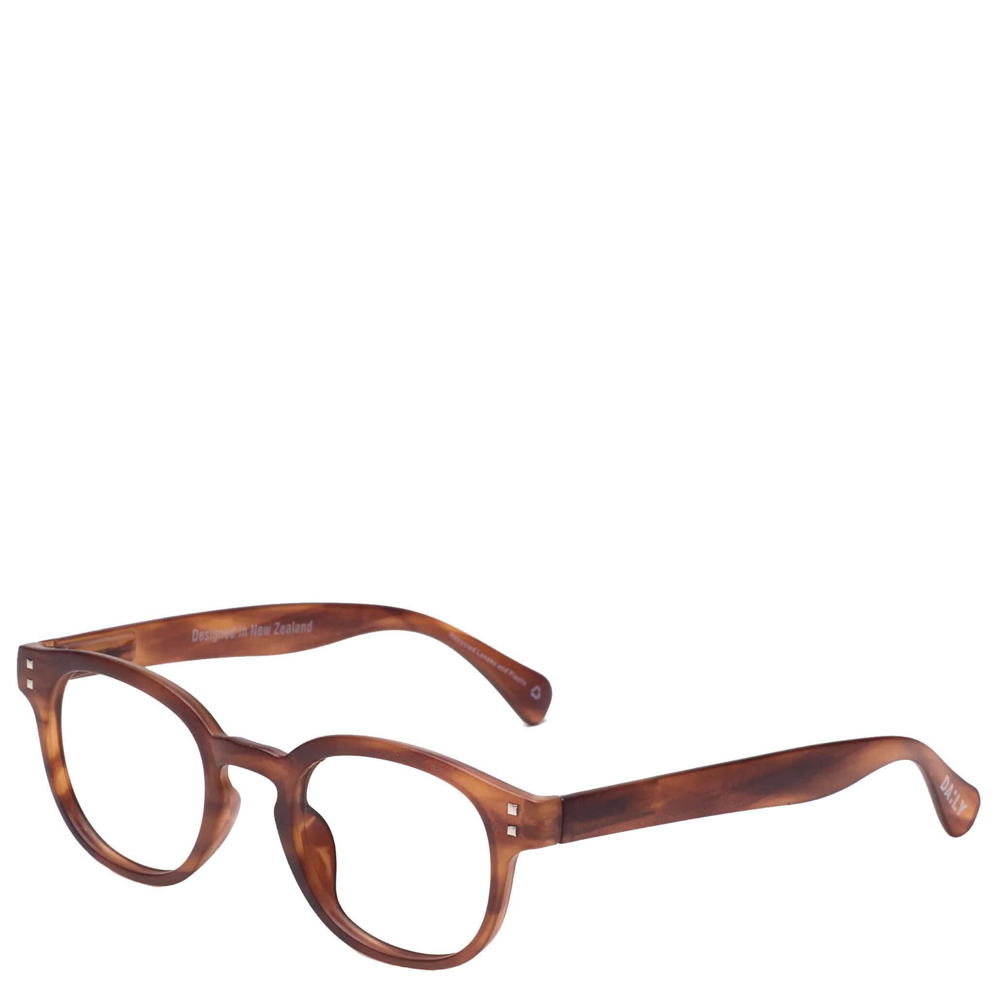 Brown eyeglasses on a white background