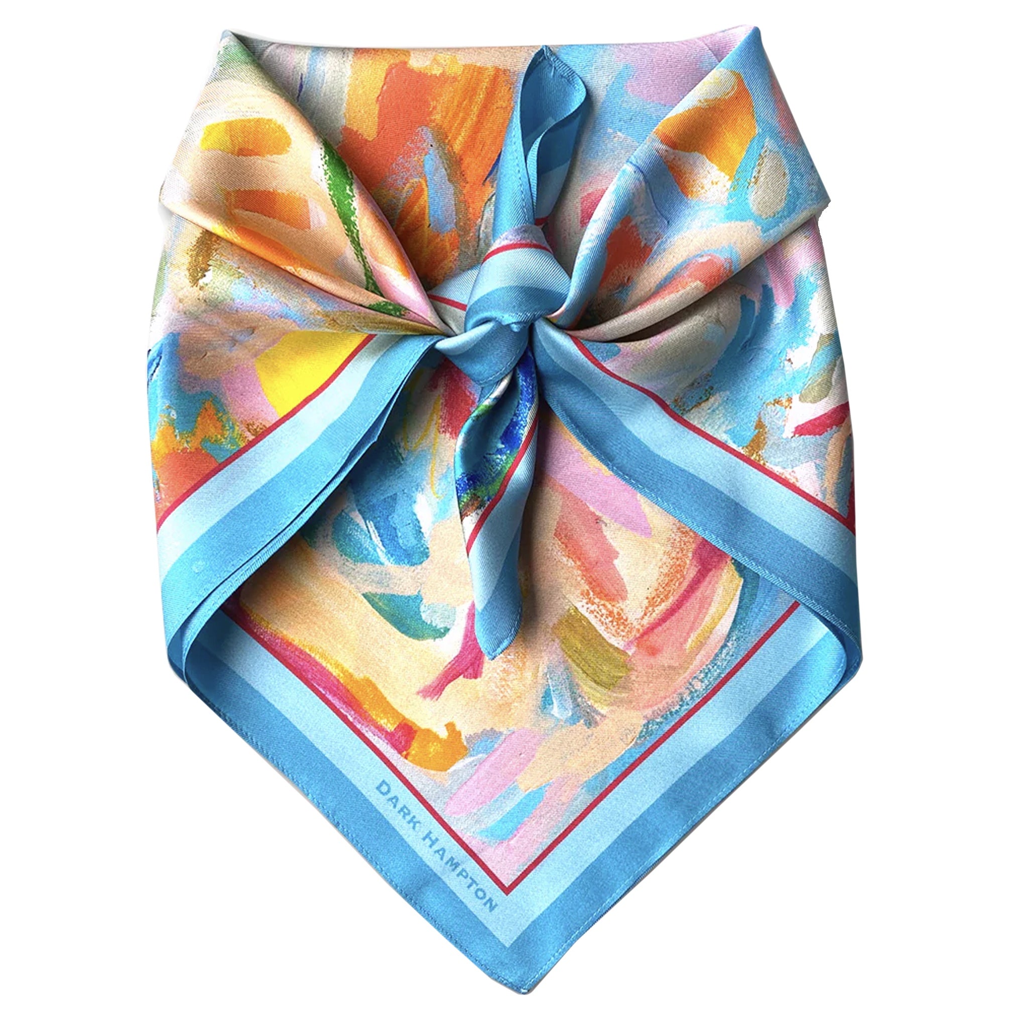 Colorful scarf with a bow on a white background