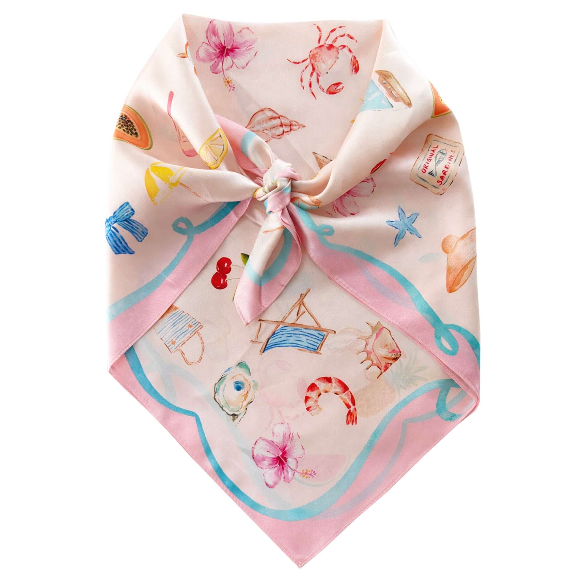 Dark Hampton the DH x Cass Deller Little Cove Silk Petite Scarf on a white background.