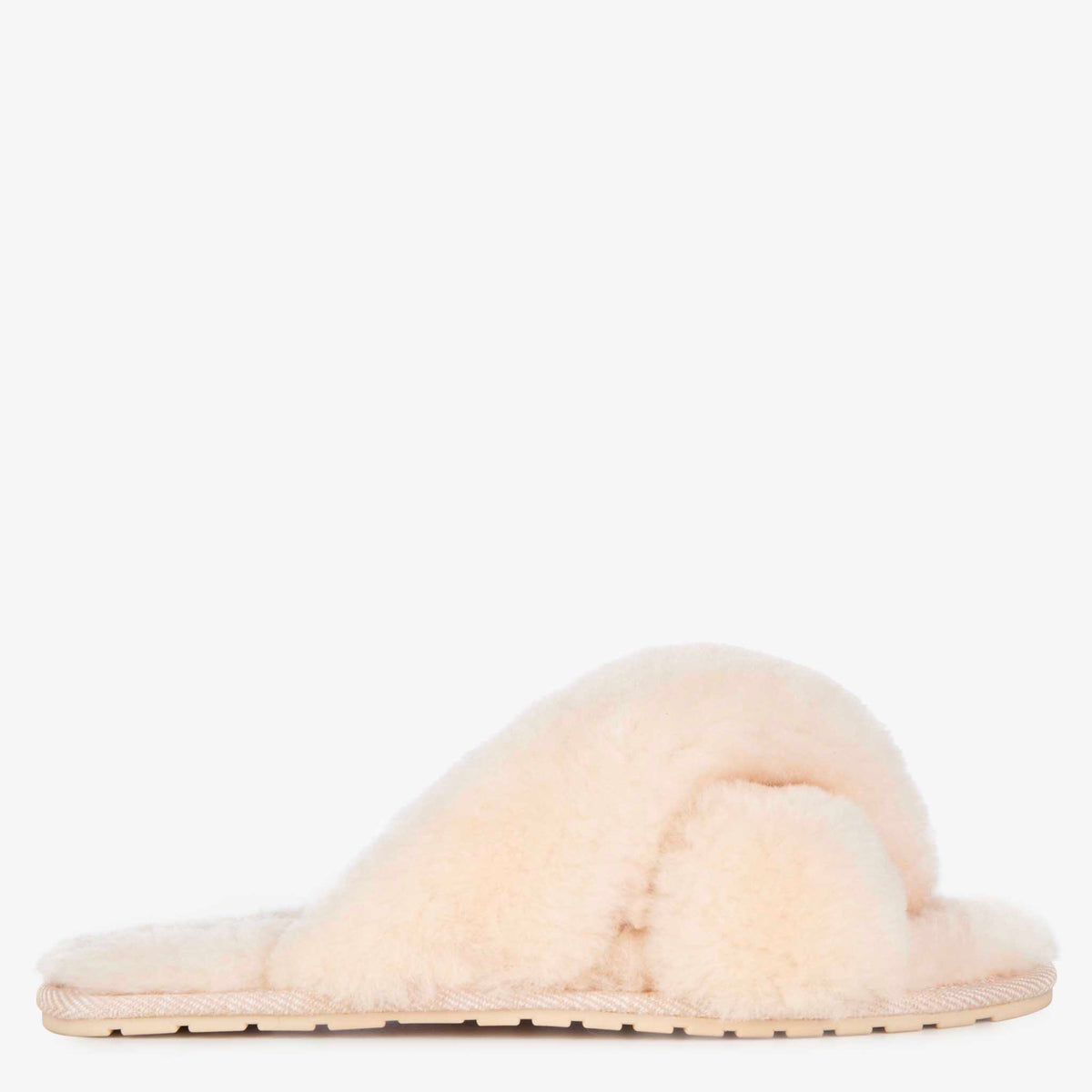 EMU Mayberry Slippers - Natural fluffy sheepskin crossover open-toe slippers, additional product view