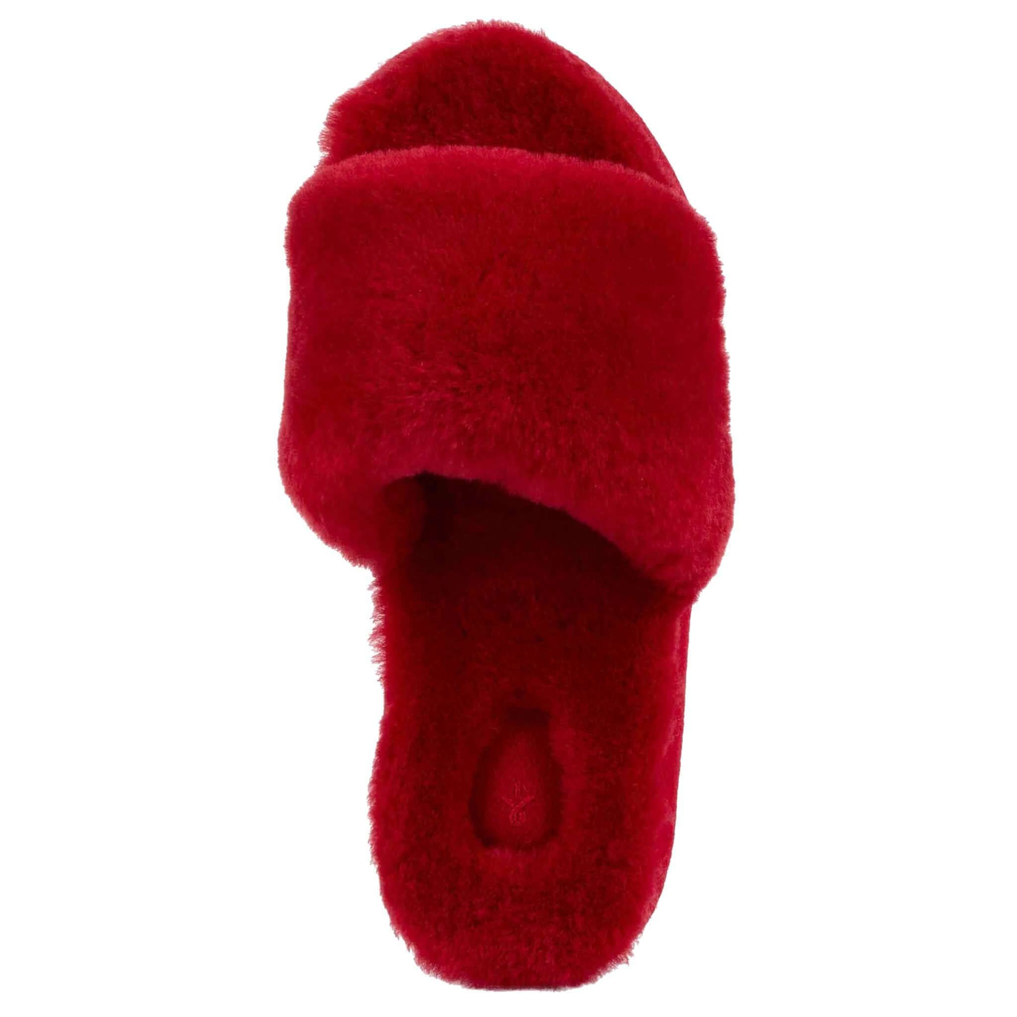 Alt Tag: EMU McKay Slippers - Cherry women’s natural sheepskin slide slippers, extra soft plush warm cosy comfort
