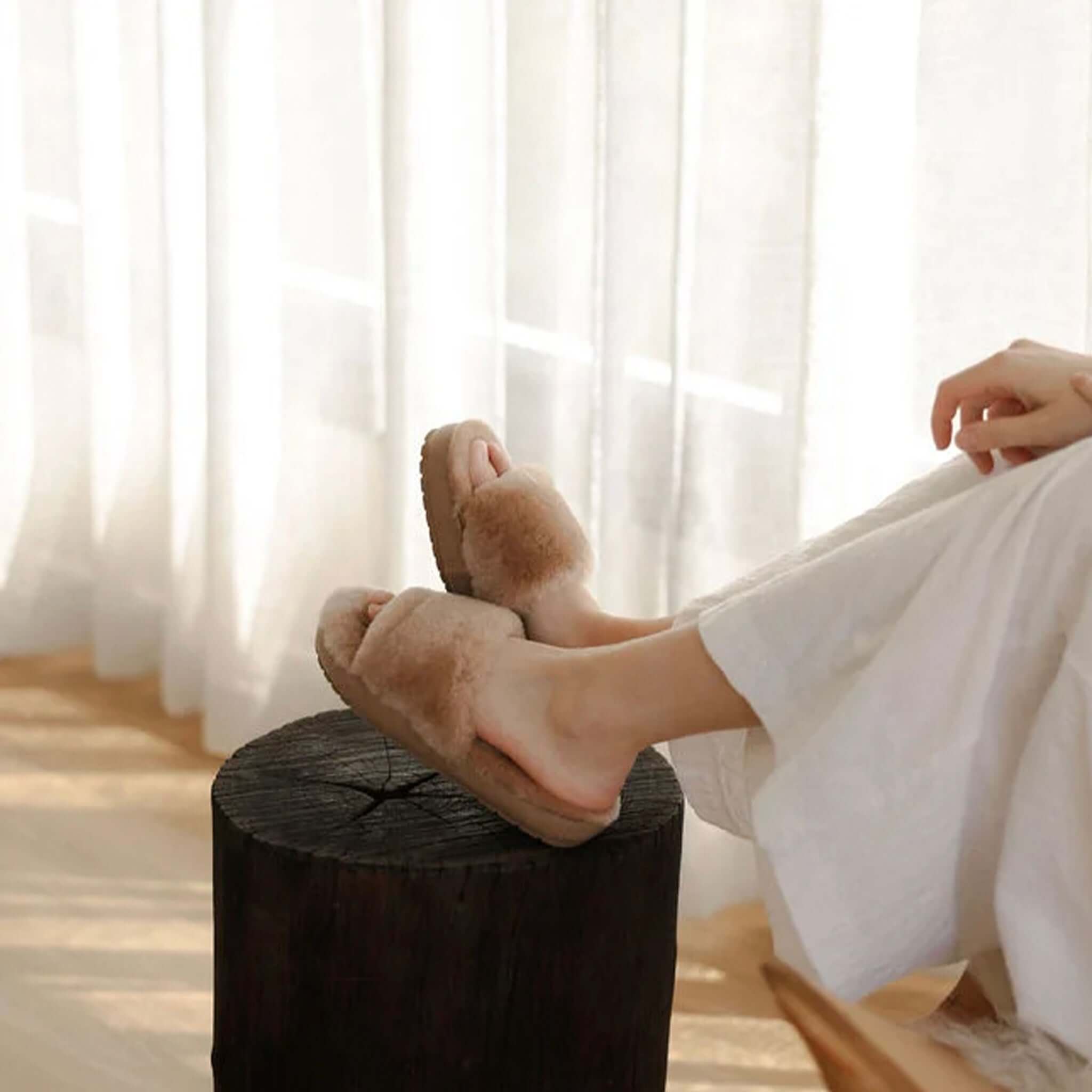 Alt Tag: EMU McKay Slippers - Camel women's natural sheepskin slide slippers, extra soft plush warm cosy comfort indoors