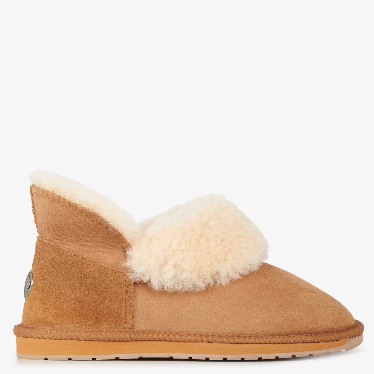 EMU Platinum Mintaro Slippers - Chestnut, suede ankle-height slipper with cream sheepskin cuff