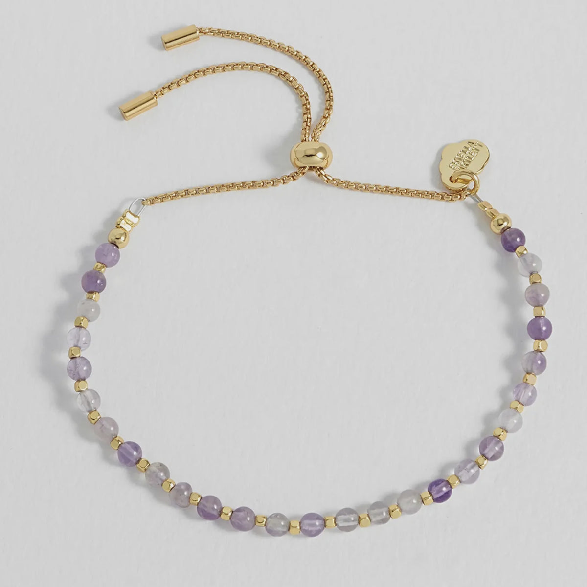 Estella Bartlett Amelia Bracelet - Amethyst, purple amethyst and gold beads on an adjustable chain