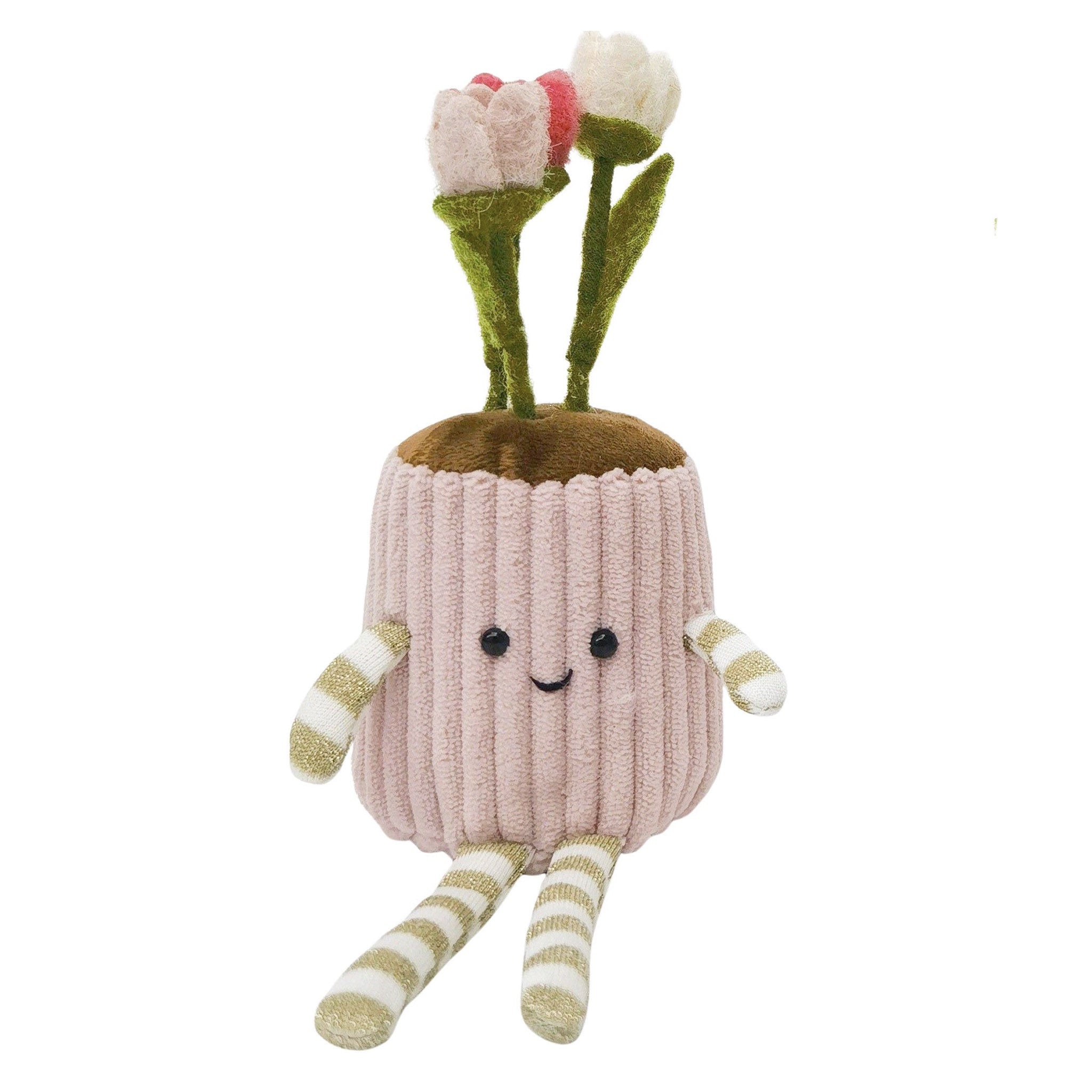 Toy plant with a smiling face on a white background